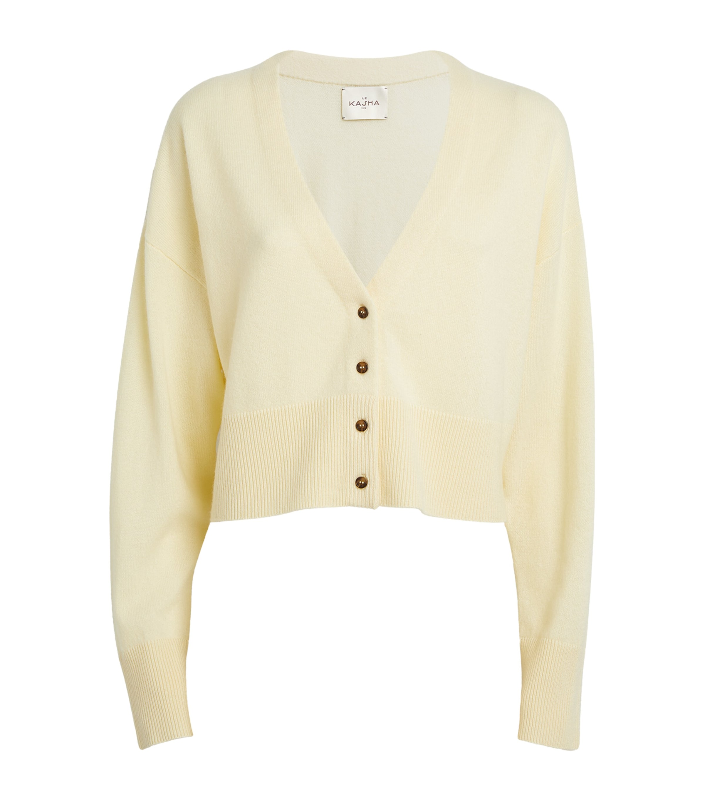 Le Kasha Cashmere Cropped Cardigan In Yellow