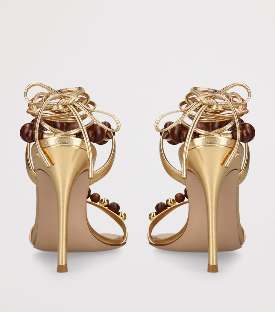 Gianvito Rossi Leather Embellished Pandawa Wrap Sandals 95 Gold Image 4