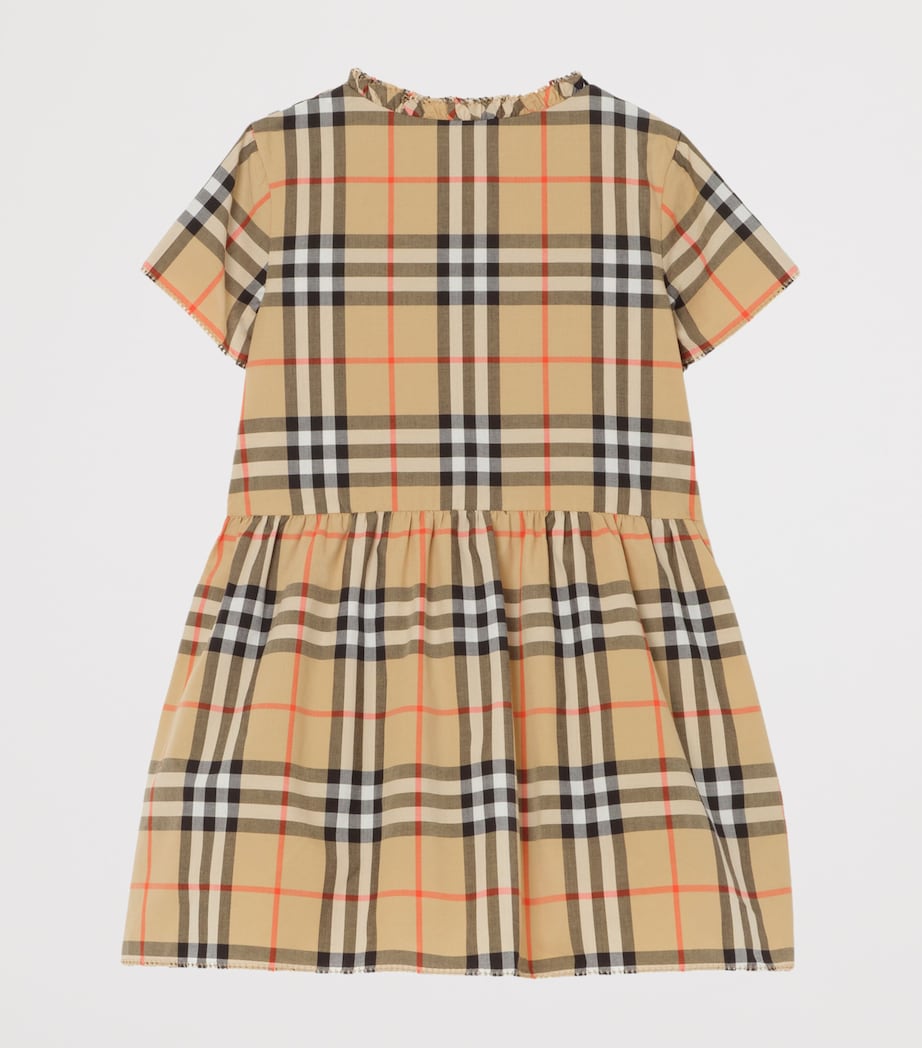 Burberry Kids Cotton Smocked Check Dress (3-36 Months) Sand Ip Check Image 2