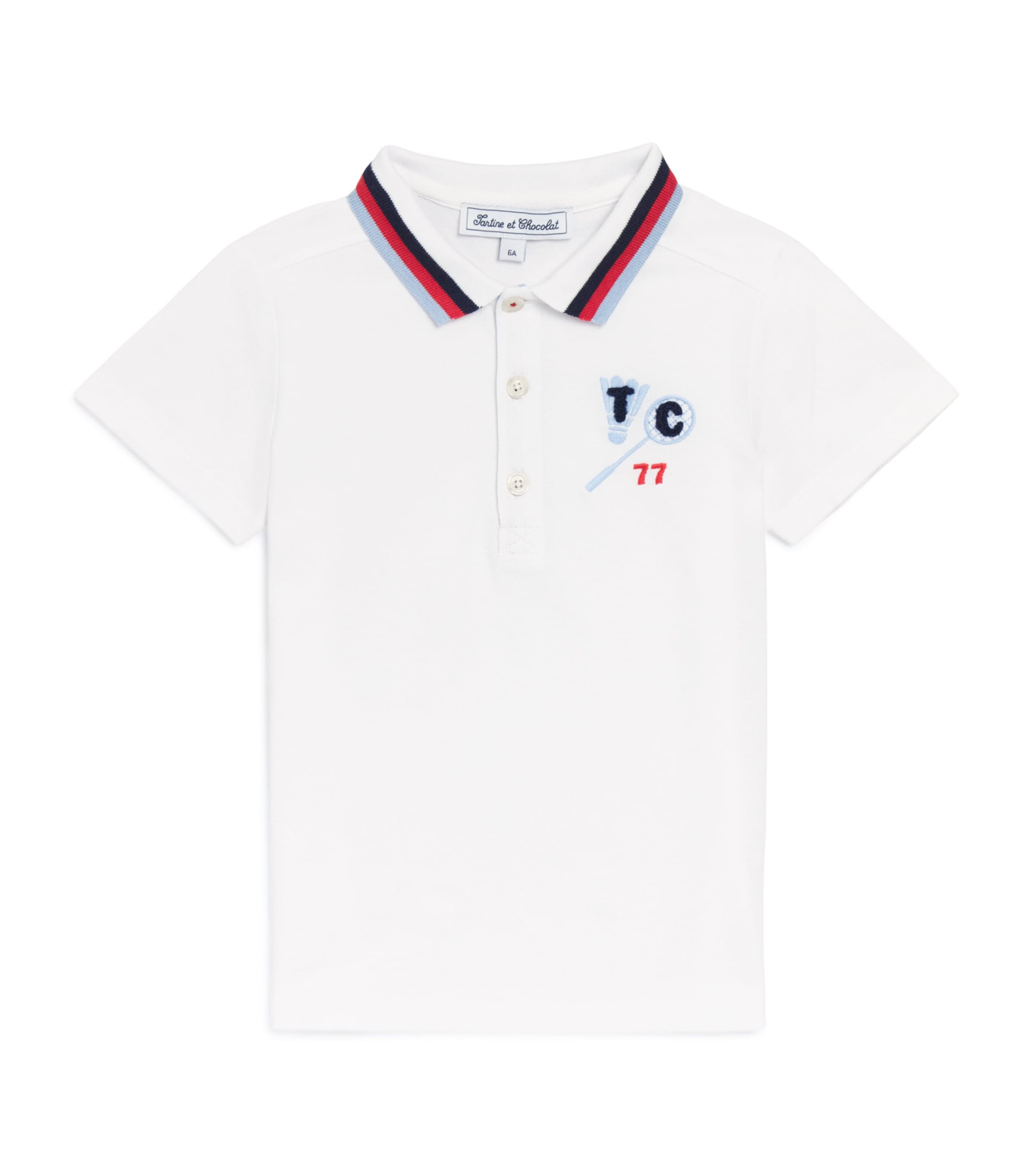 Cotton Badminton Polo Shirt (5-12 Years) 1BLANC Image 1