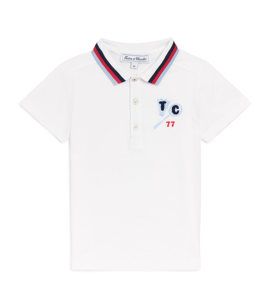 Cotton Badminton Polo Shirt (5-12 Years) 1BLANC Image 1