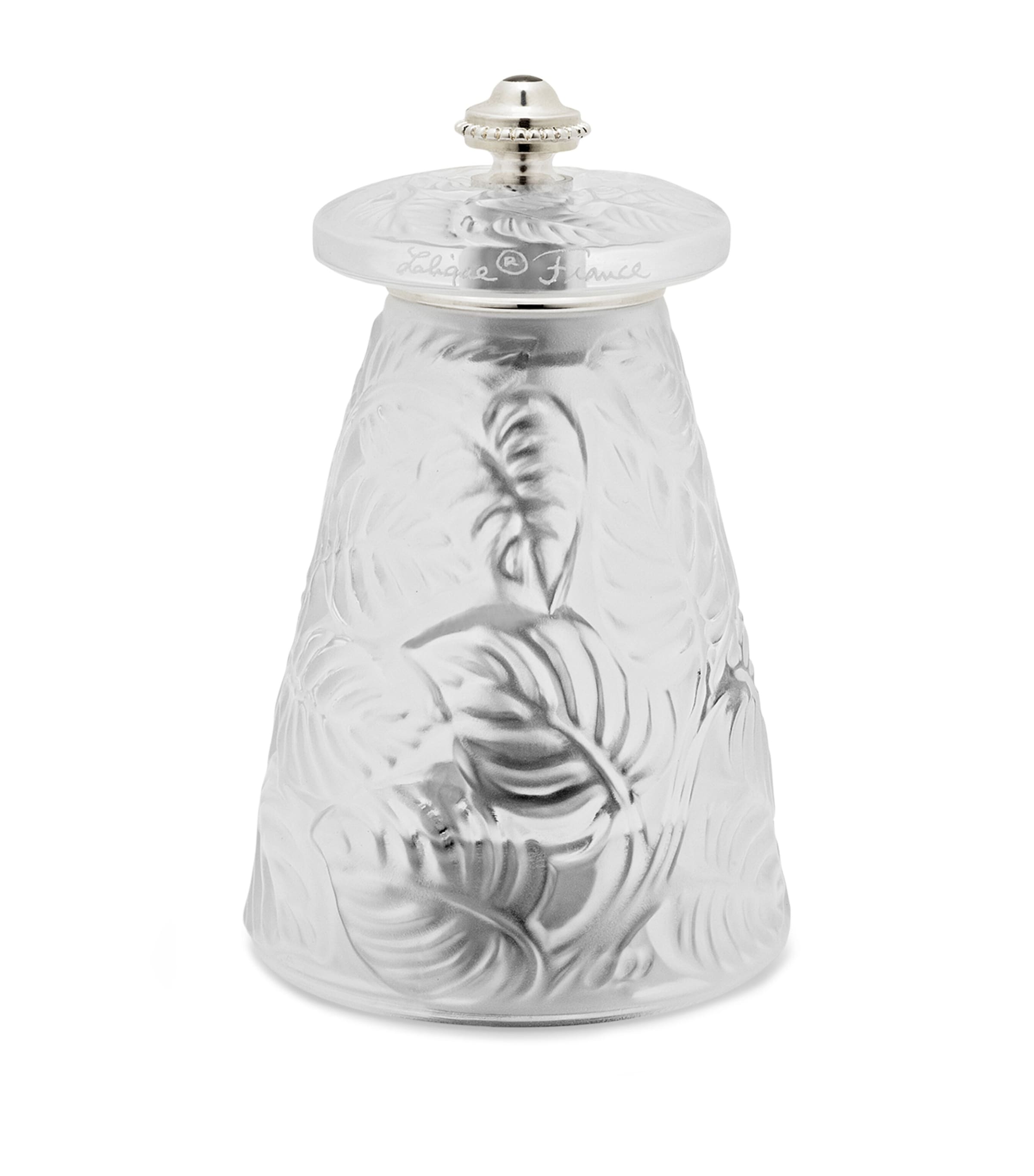 Lalique Feuilles Crystal Pepper Grinder In Clear