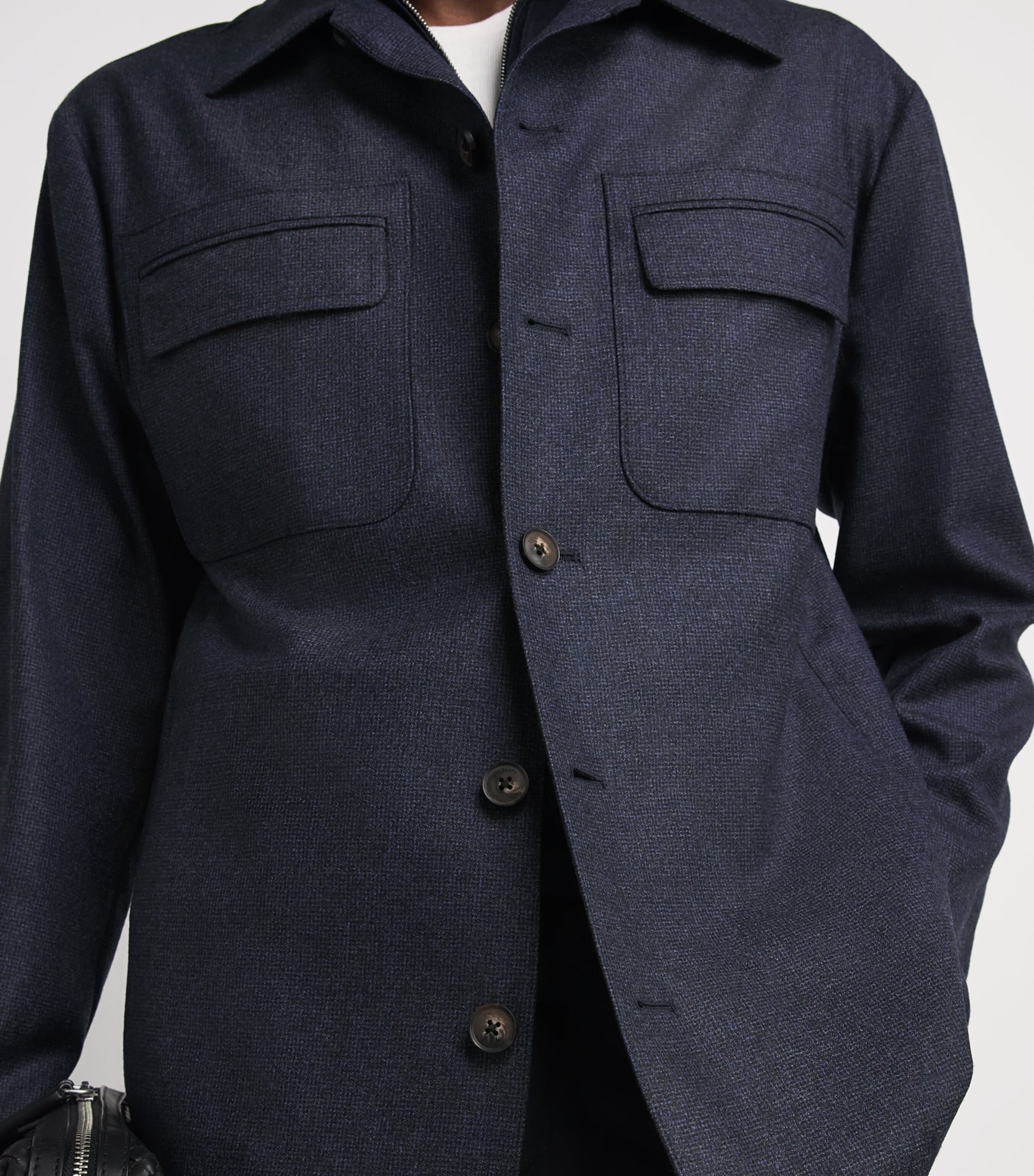 Pal Zileri Mens Virgin Wool Overshirt Blue Navy Image 3