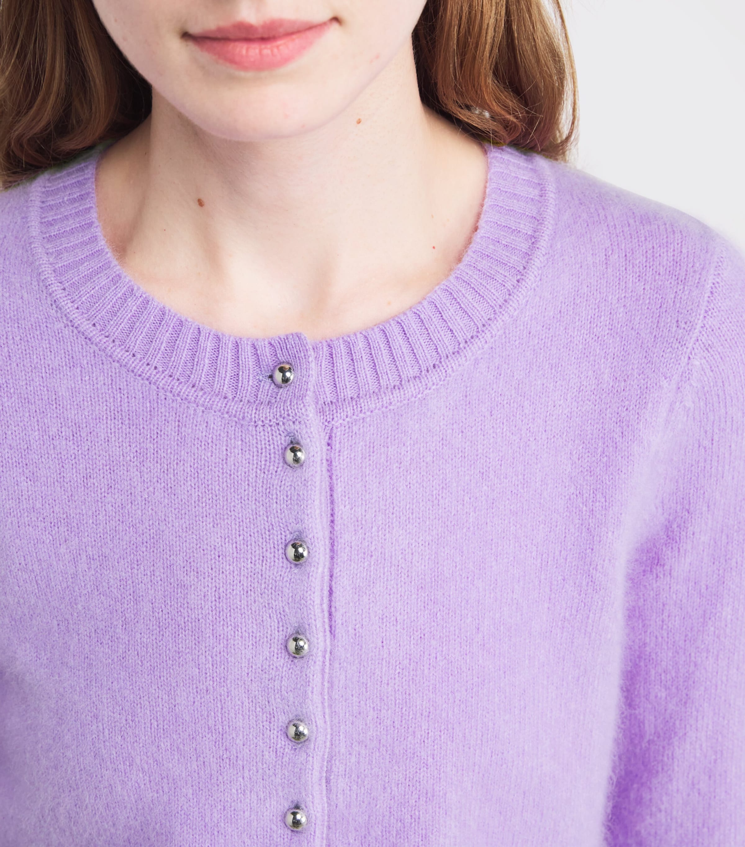 Wool Brushed Cardigan LIGHT PURPLE Image 6