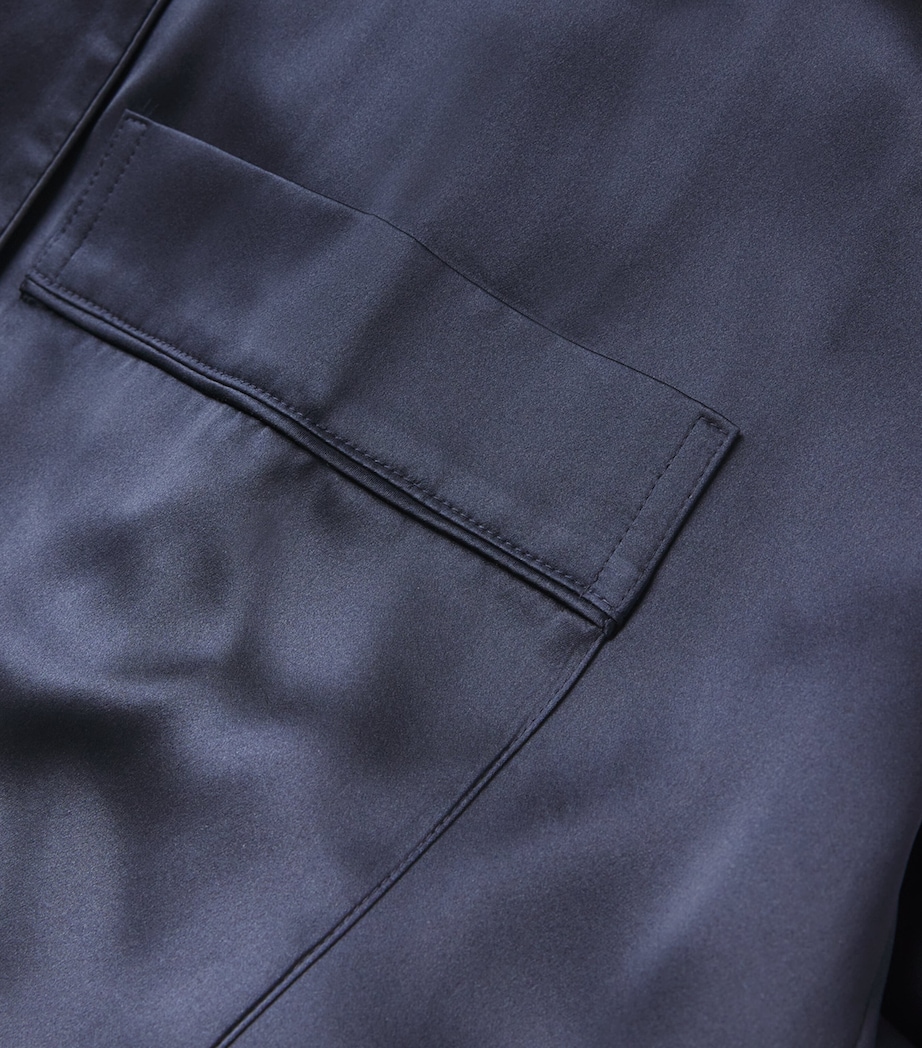 Harrods Mens Silk Night Robe Navy Image 5