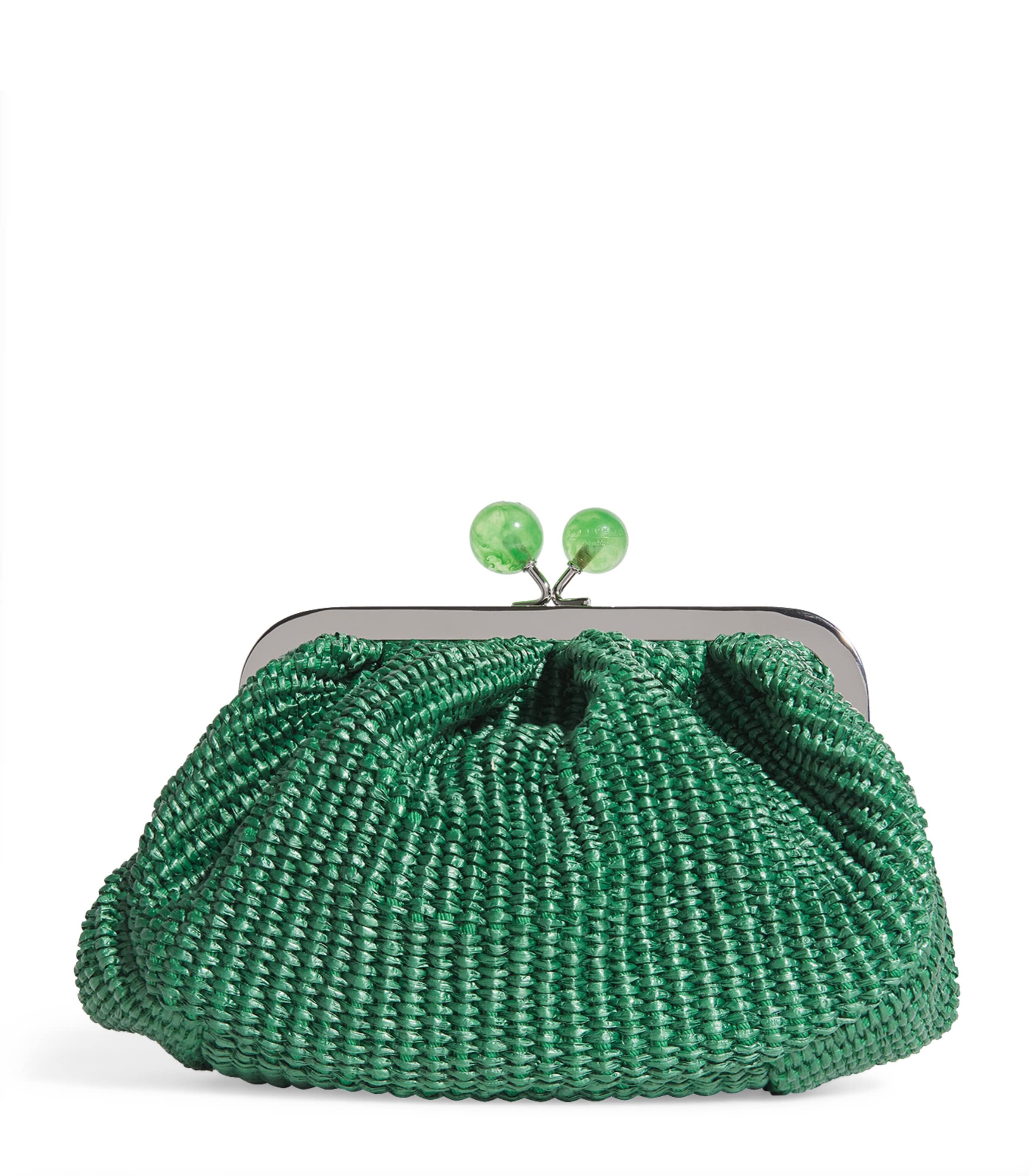 Weekend Max Mara Small Raffia-effect Pasticcino Bag In Green