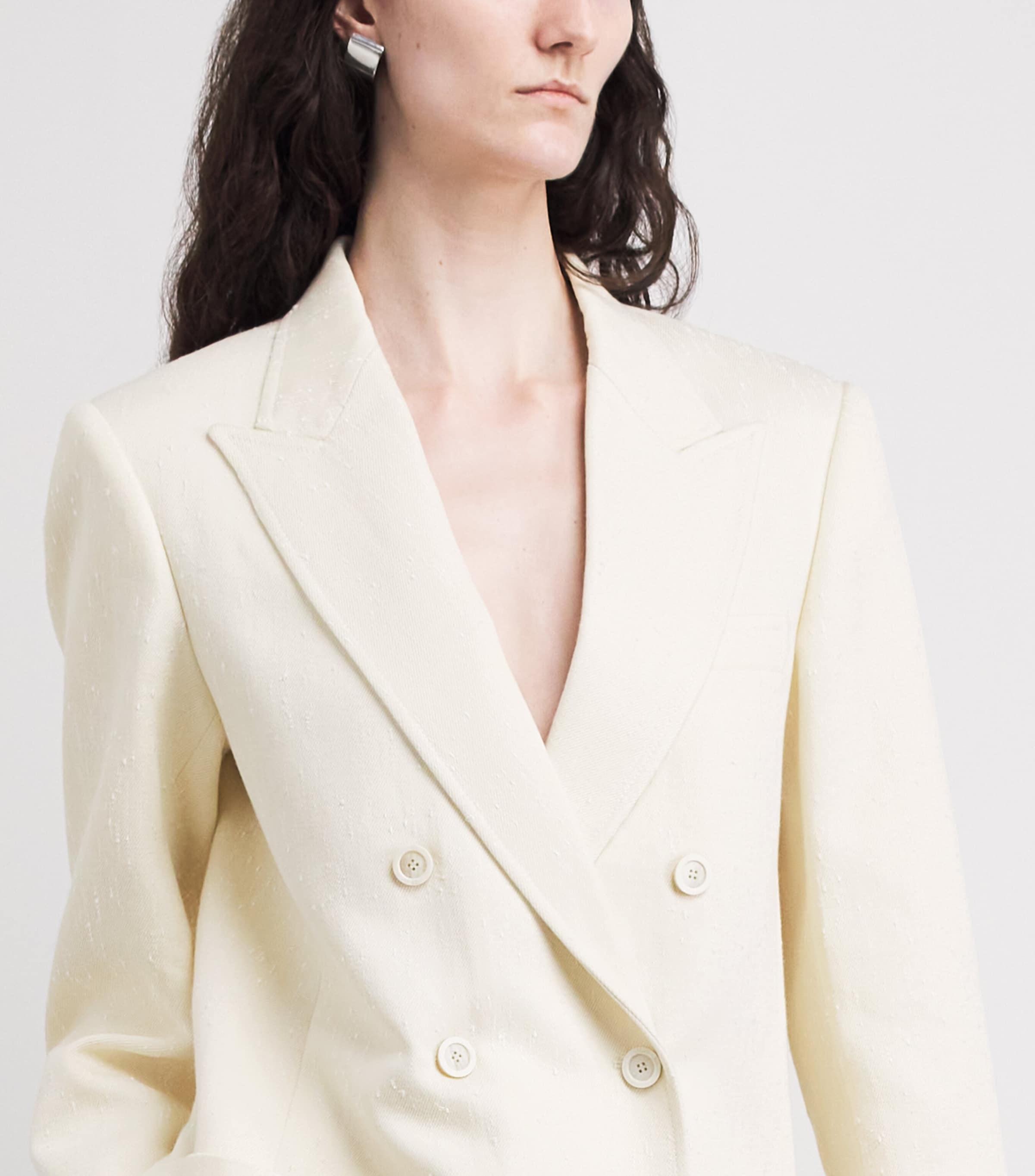 Fabiana Filippi Womens Embroidered Double-Breasted Blazer Burro Image 3
