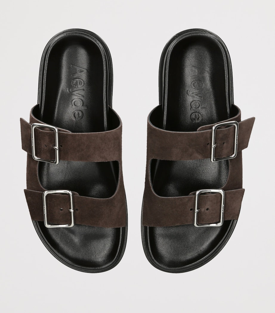 Suede Buckle Meena Slides DARK BROWN Image 4