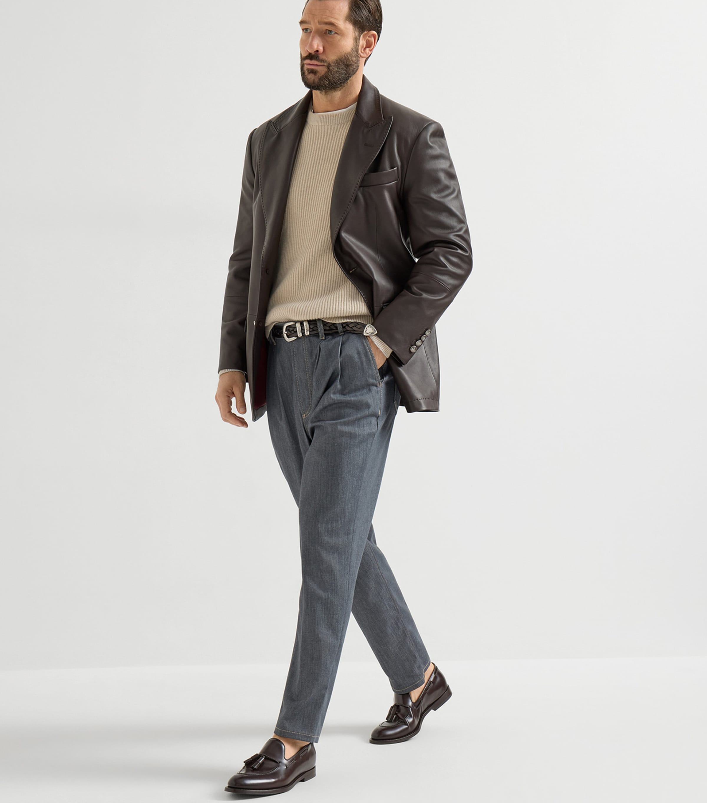 Brunello Cucinelli Mens Cashmere Ribbed Sweater Image 5