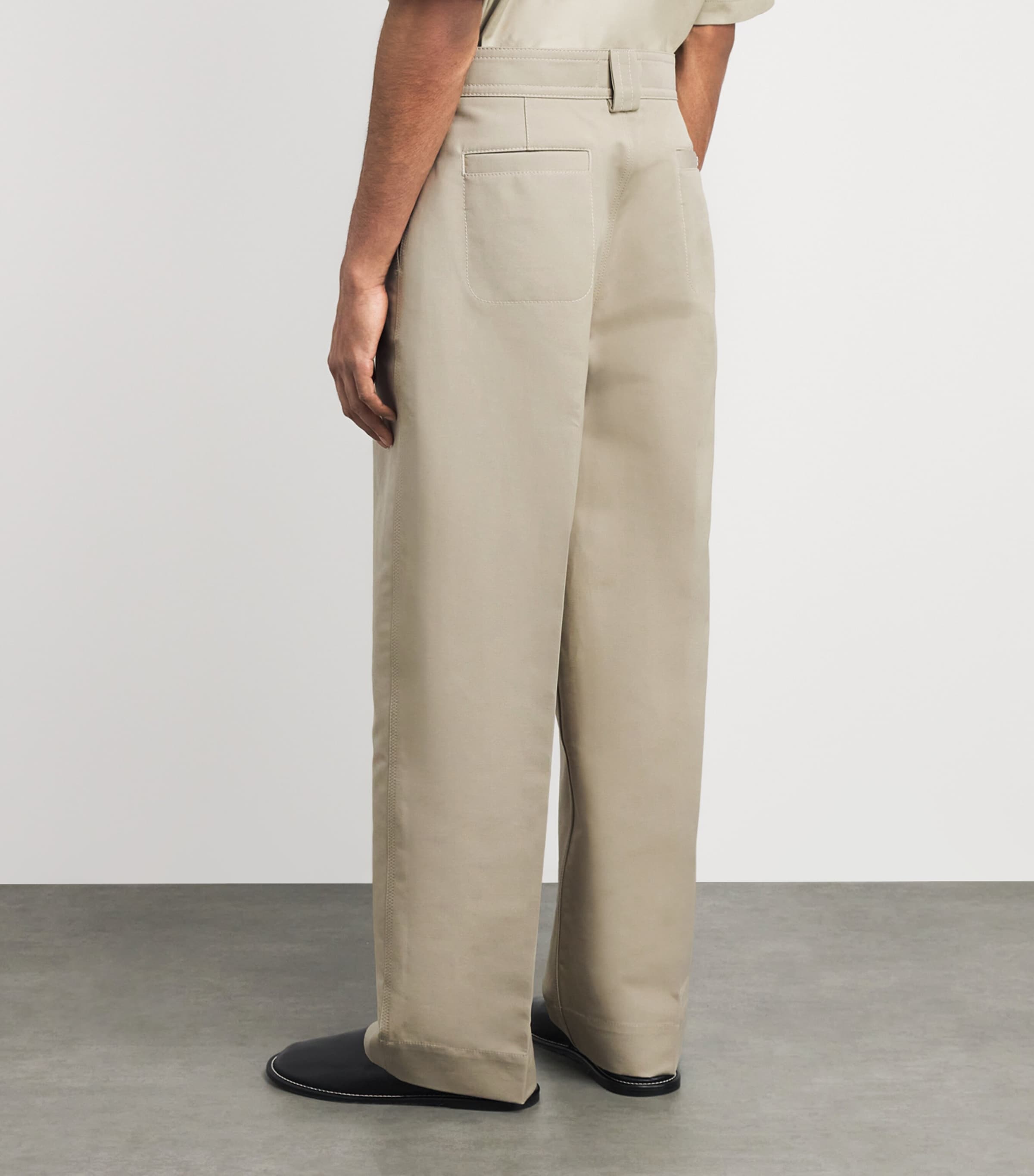 AMI Paris Mens Cotton Baggy Trousers Beige Taupe Image 5