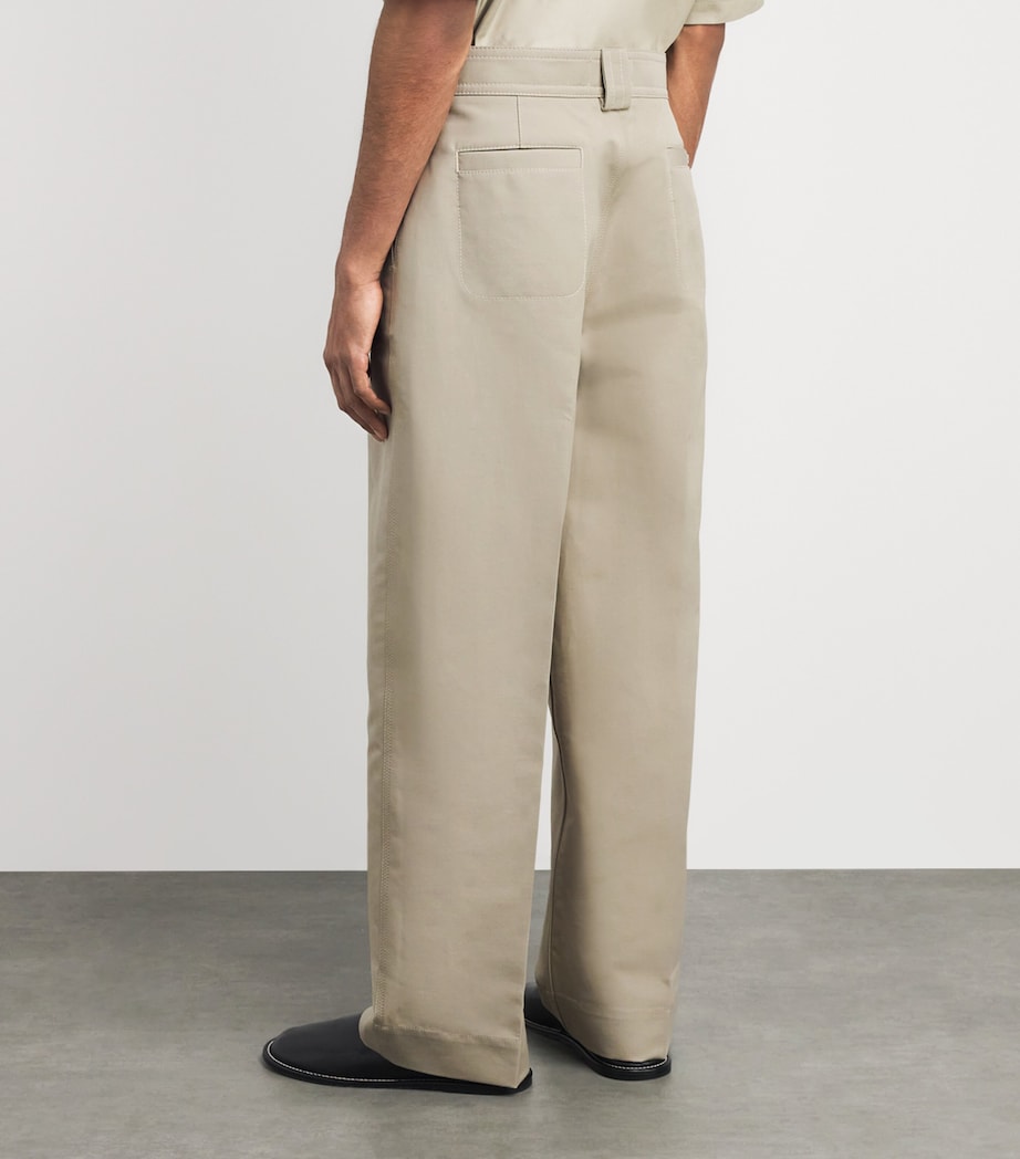 AMI Paris Mens Cotton Baggy Trousers Beige Taupe Image 5