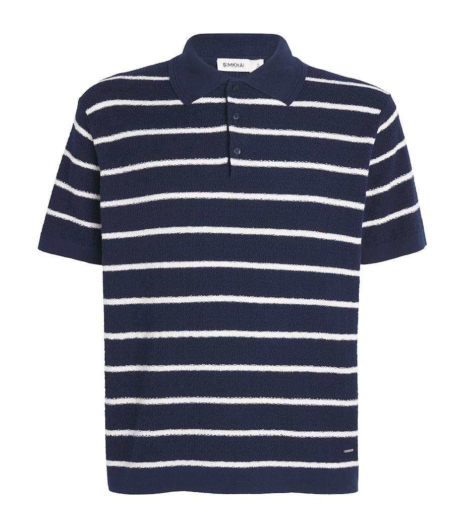 Cotton-Silk Calum Polo Shirt MIDNIGHT STRIPE Image 1