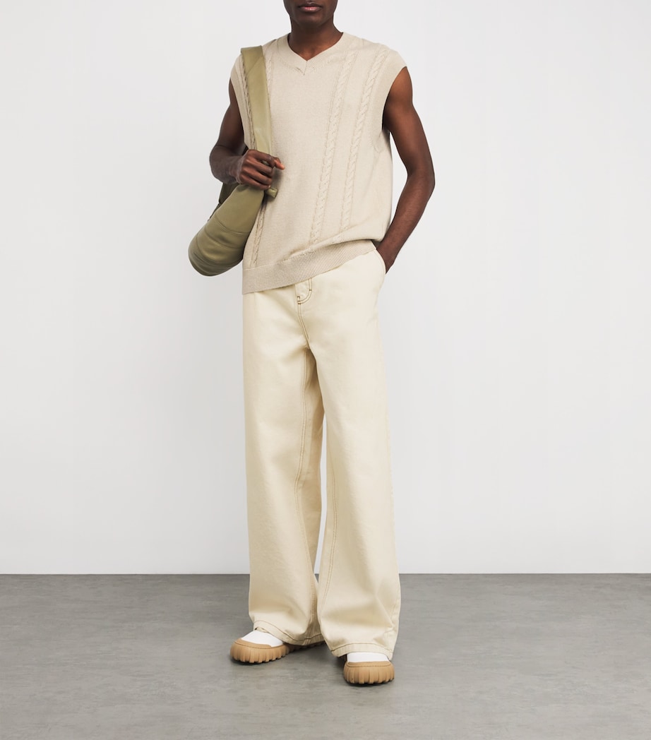 AMI Paris Mens Cotton Twill Wide Jeans Blanc Image 2