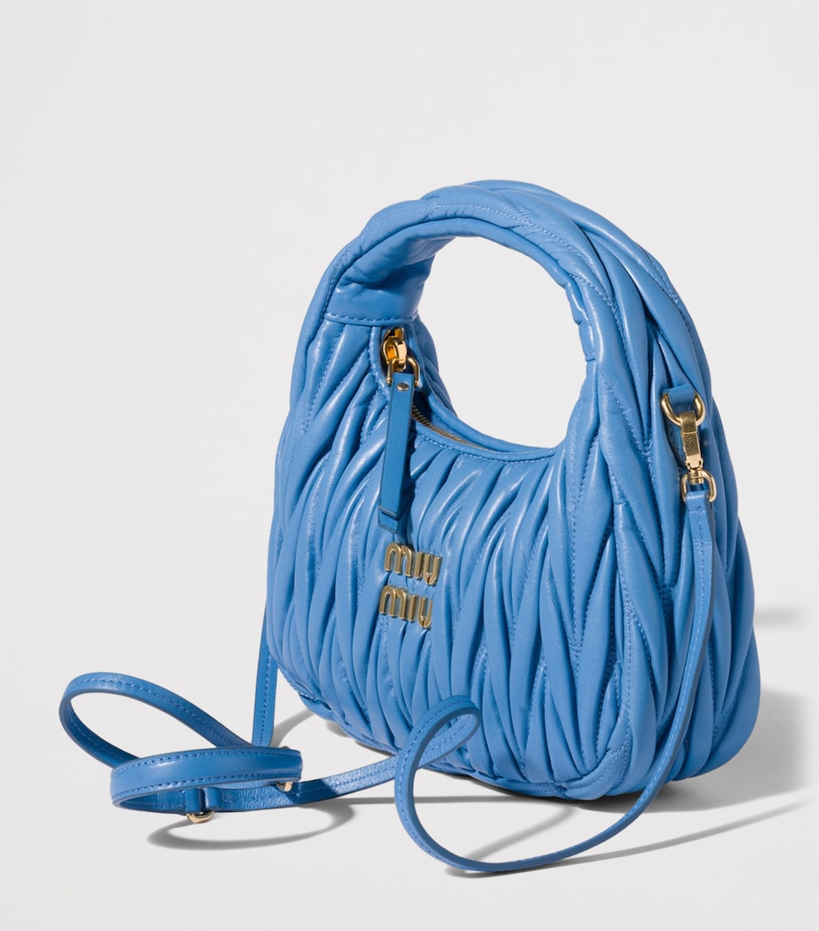 Miu Miu Matelassé Leather Wander Top-Handle Bag Light Blue Image 2