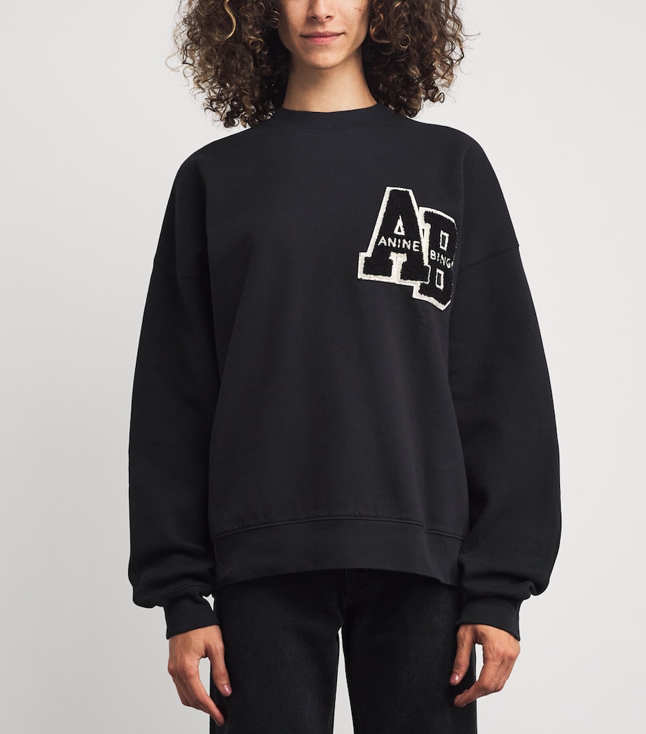 Oversized Cotton Logo Sweatshirt BLACK Image 3