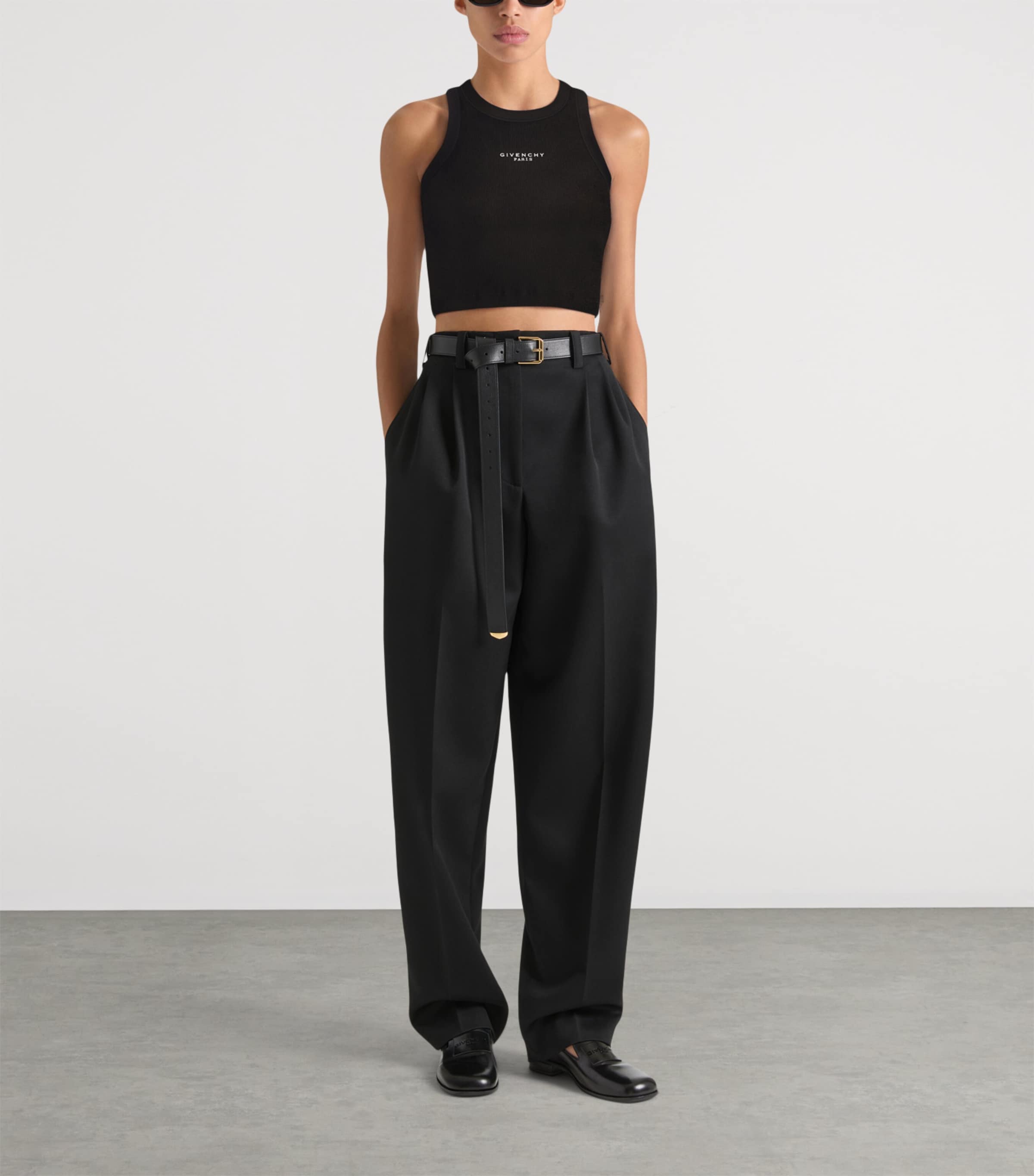 Stretch-Cotton Logo Tank Top BLACK Image 2