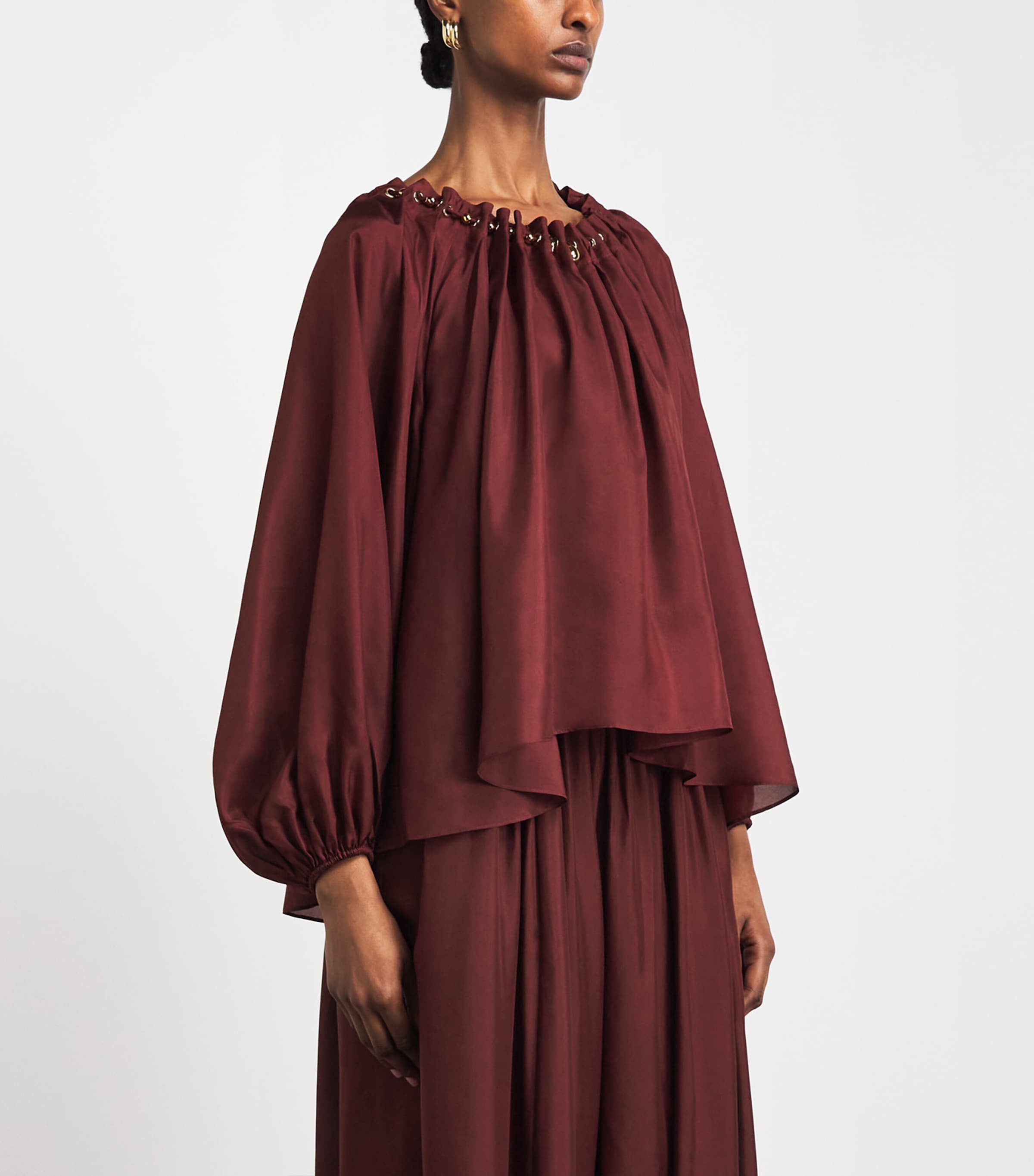 Zimmermann Womens Silk Beaded Aster Blouse Merlot Image 4