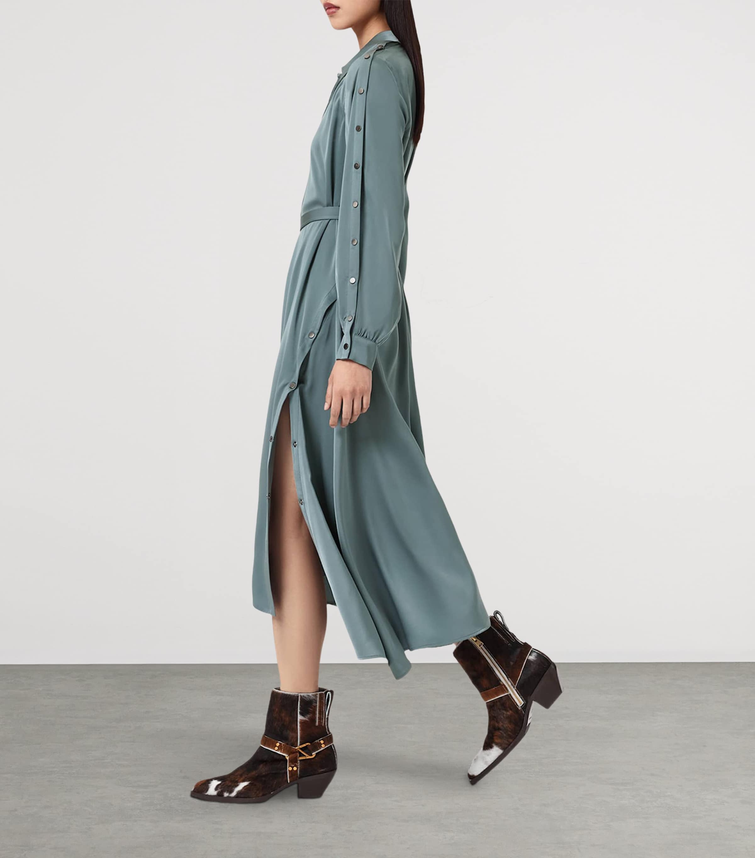 knee length dresses for ladies Midi Satin Shirt Dress