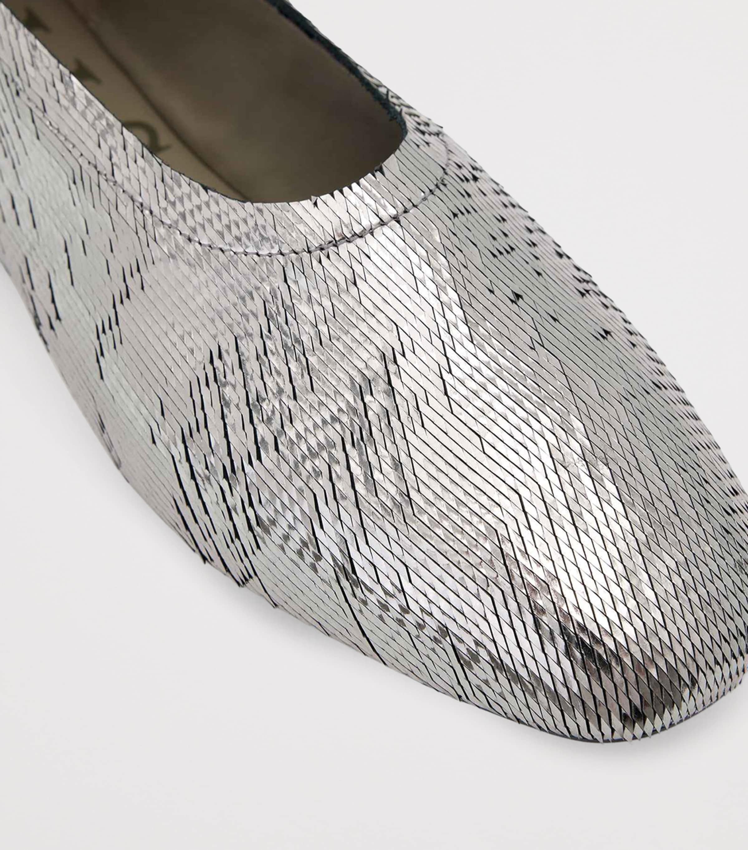 AllSaints Metallic Leather Hailee Ballet Flats Gunmetal Grey Image 5