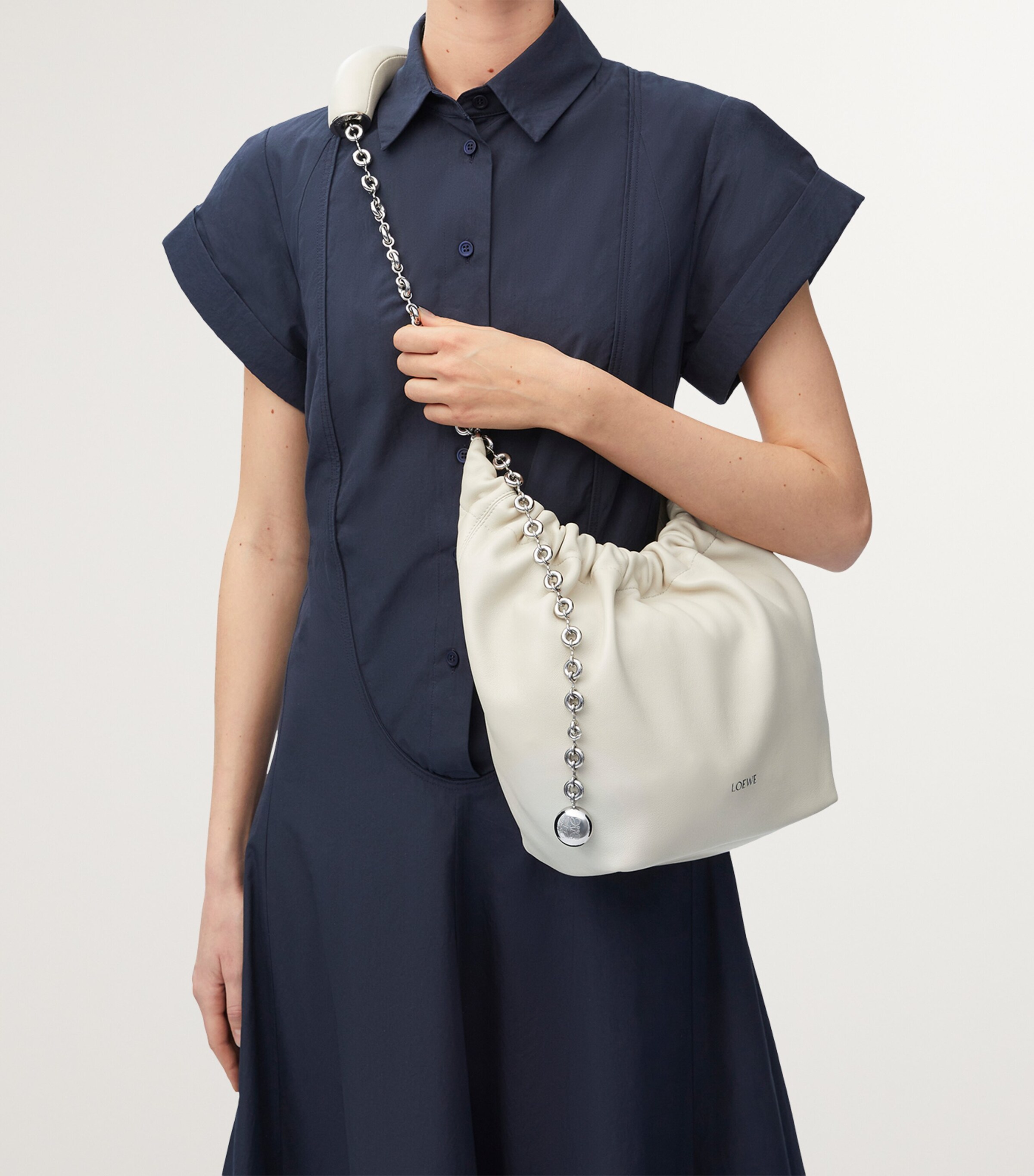 Small Leather Squeeze Top-Handle Bag SEA SALT Image 10