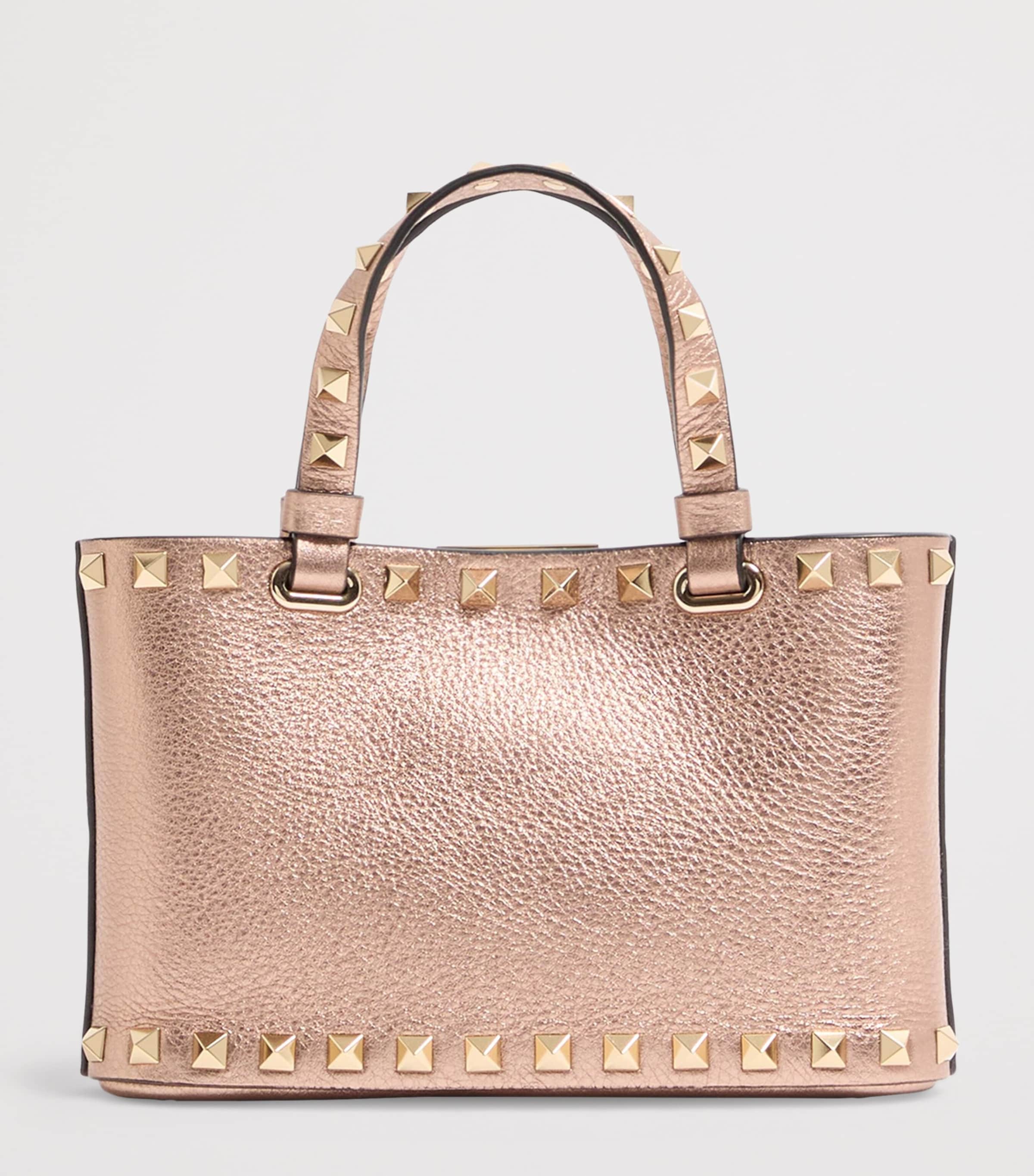 Mini Metallic Leather Rockstud Top-Handle Bag GF9 Image 2