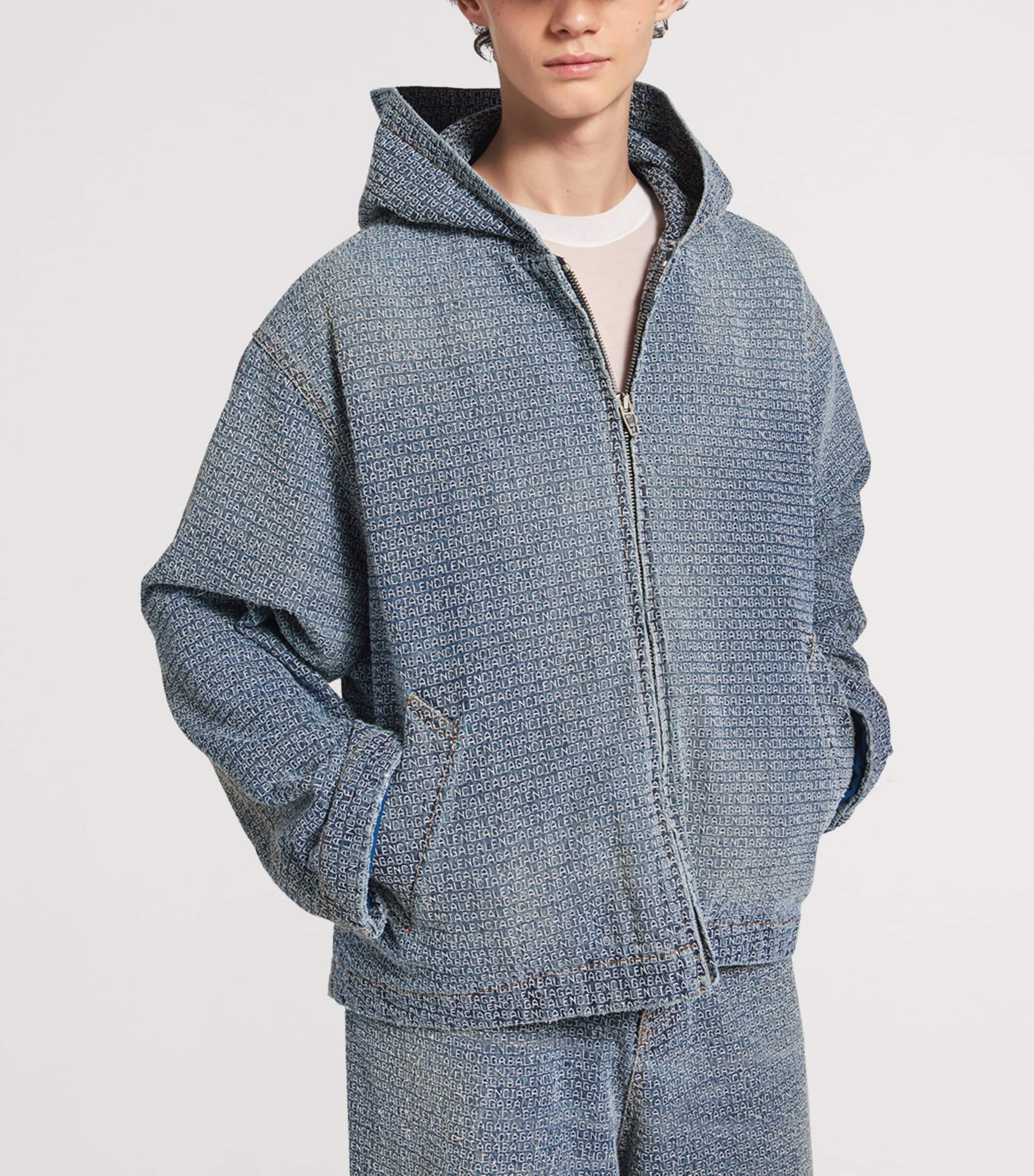 Balenciaga Mens Logo Embroidered Denim Jacket Image 5