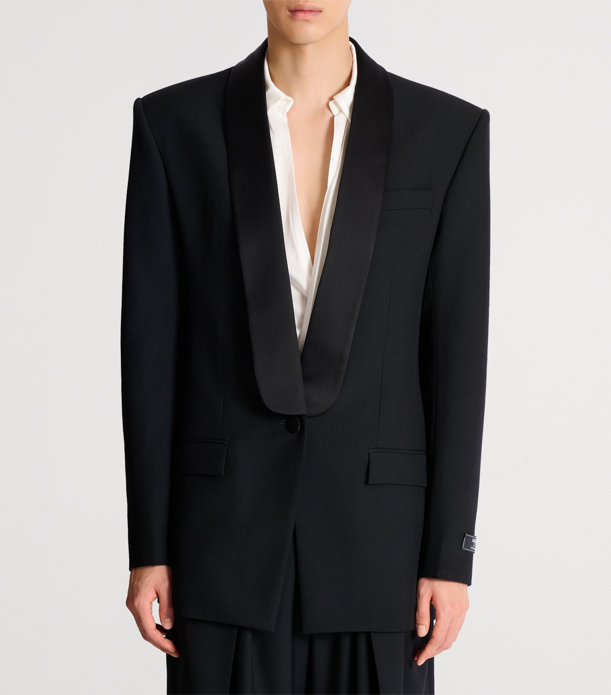 Balmain Mens Wool Shawl-Lapel Tuxedo Jacket Eap Noir/noir Image 2