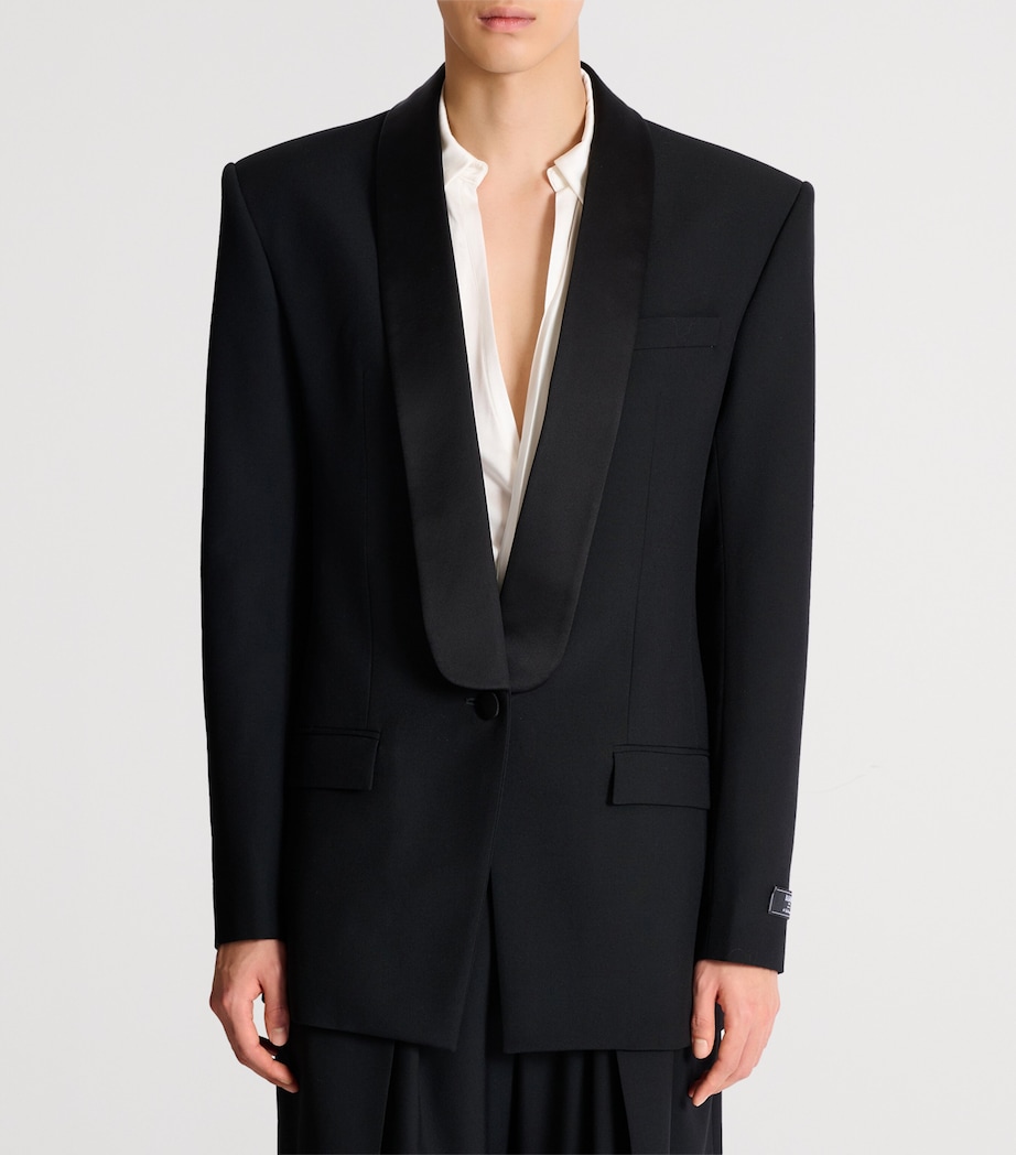 Balmain Mens Wool Shawl-Lapel Tuxedo Jacket Eap Noir/noir Image 2