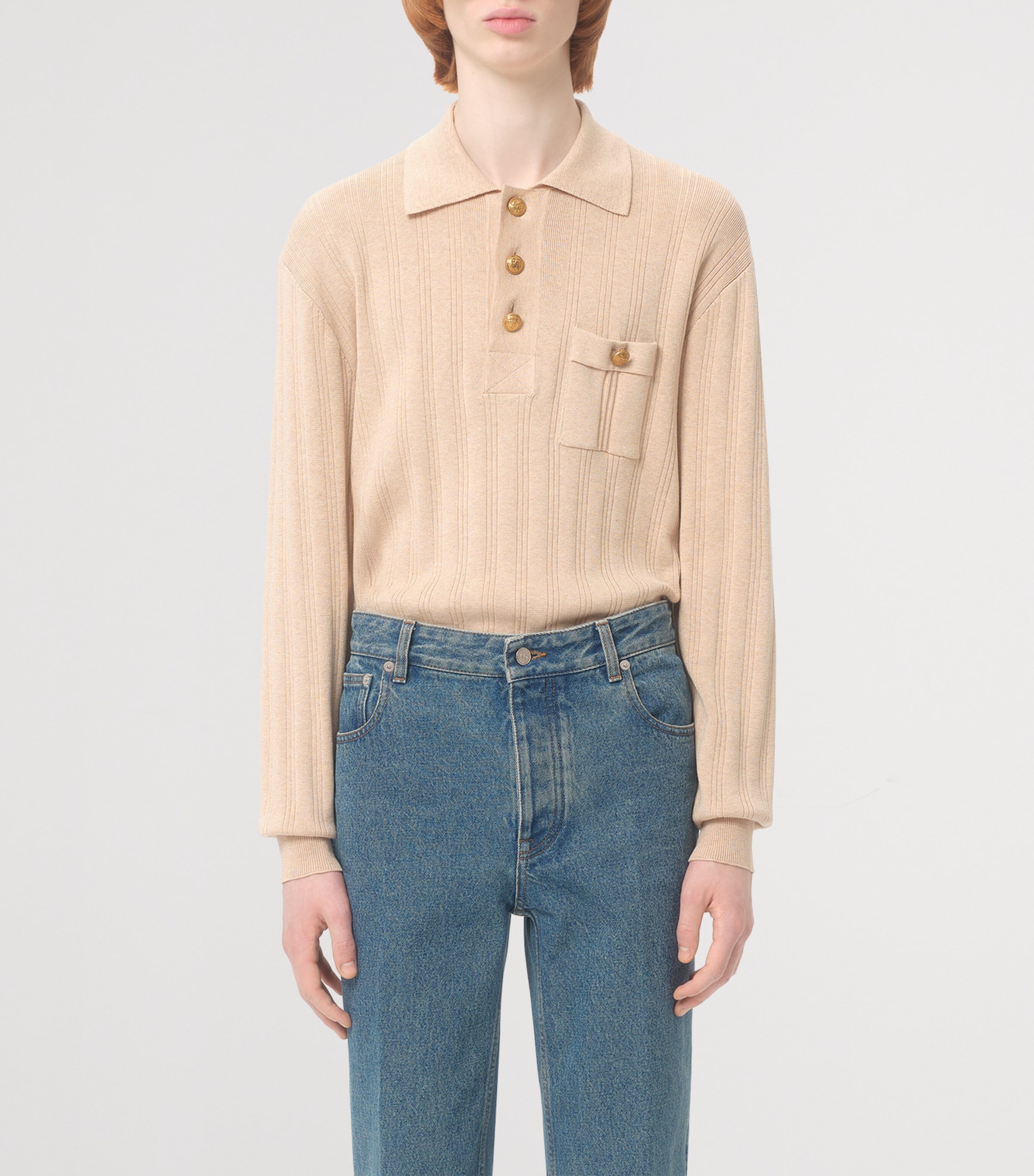 Ribbed Polo Sweater 581 Image 2