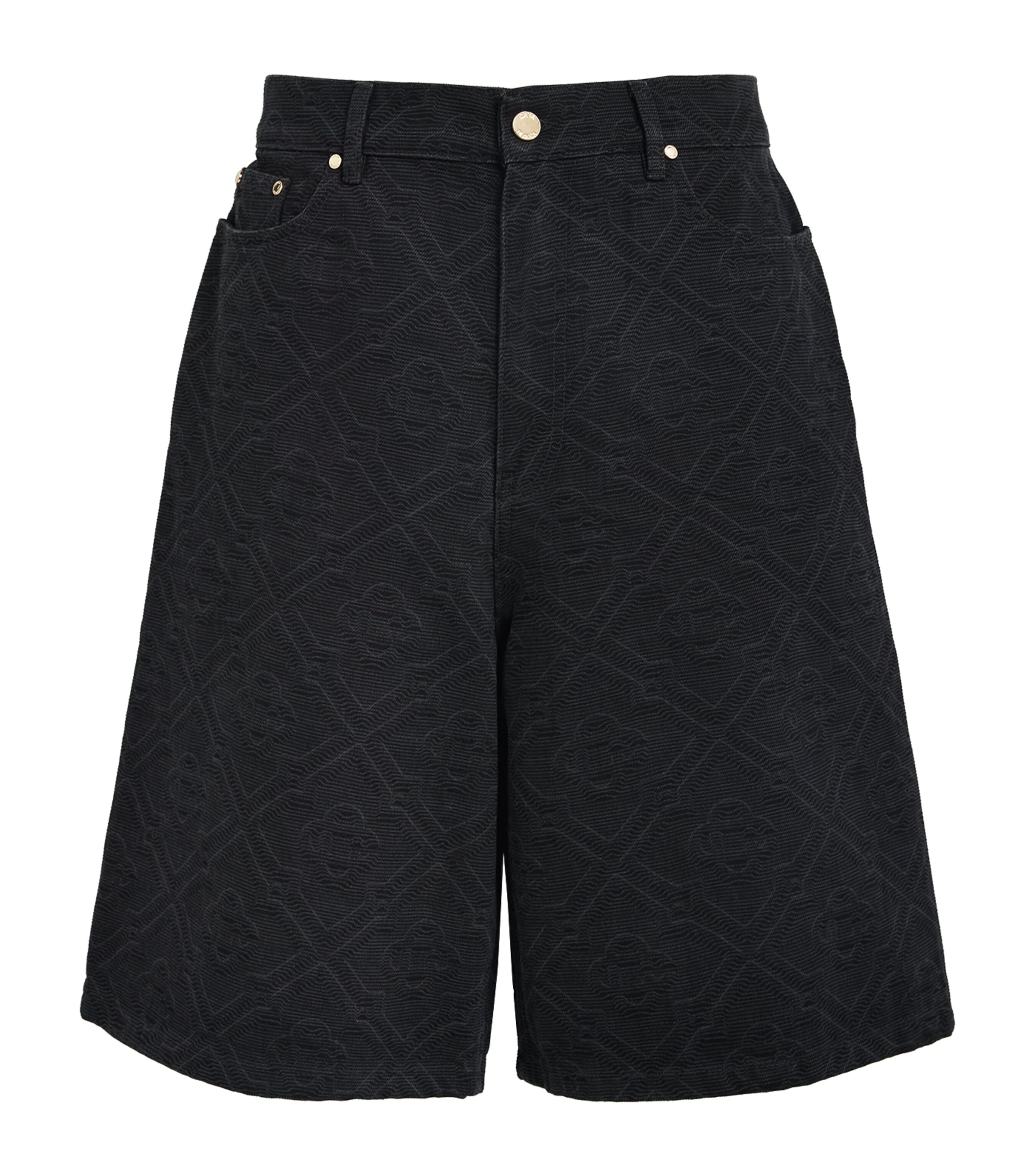 Laser Monogram Denim Shorts BLACK LASER Image 1