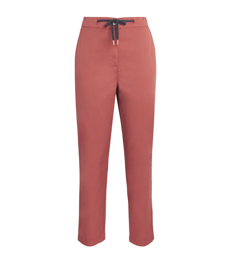 Eleventy Womens Twill Drawstring Straight Trousers Lampone Image 1