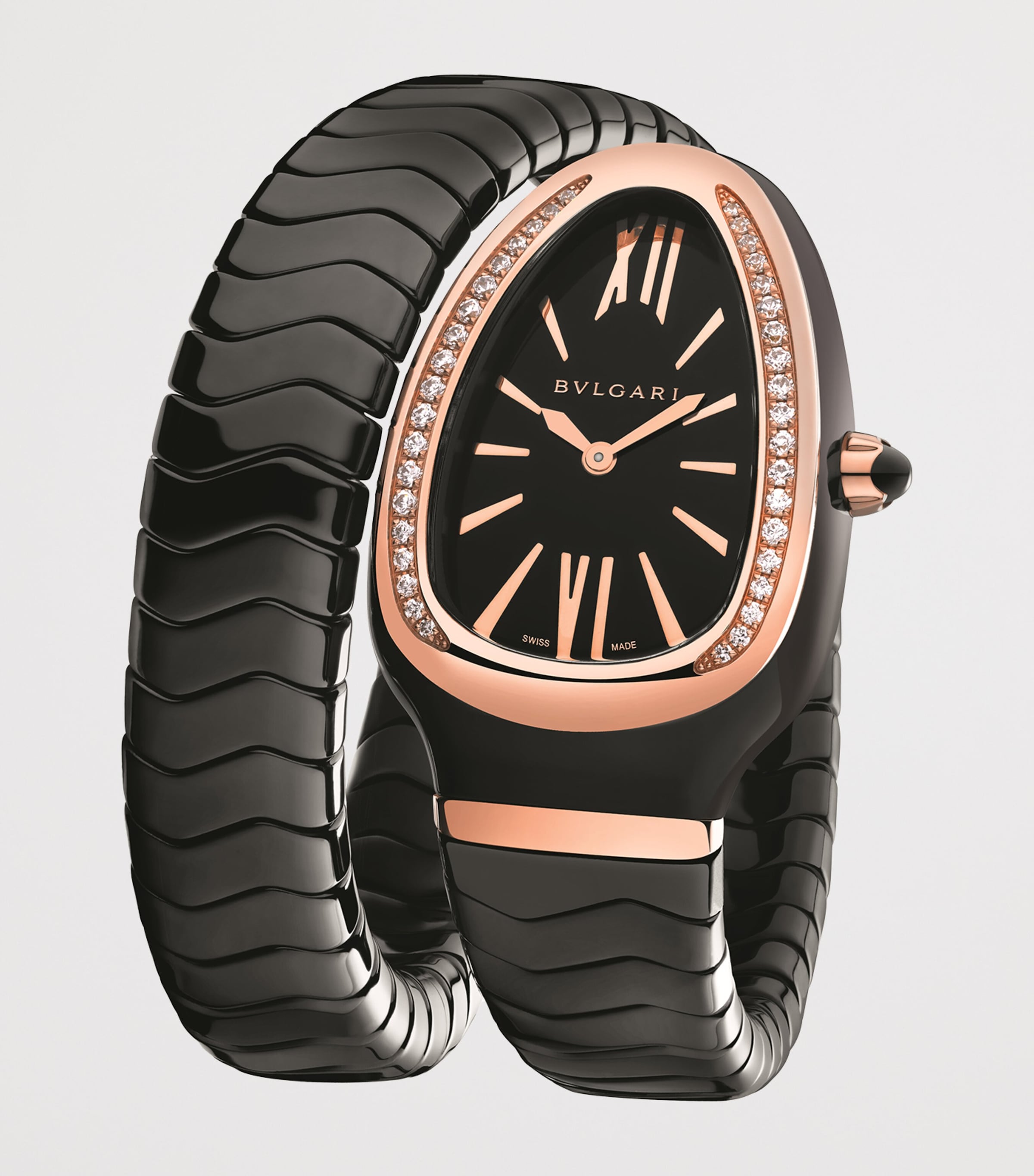 Rose Gold, Ceramic and Diamond Serpenti Spiga Watch 35mm BLACK Image 2