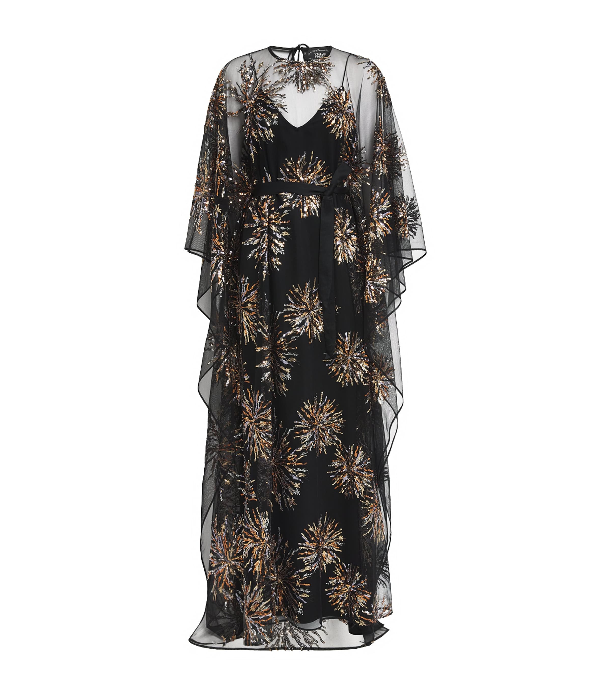 Taller Marmo Womens Sequinned Gran Soleil Kaftan Black Image 1