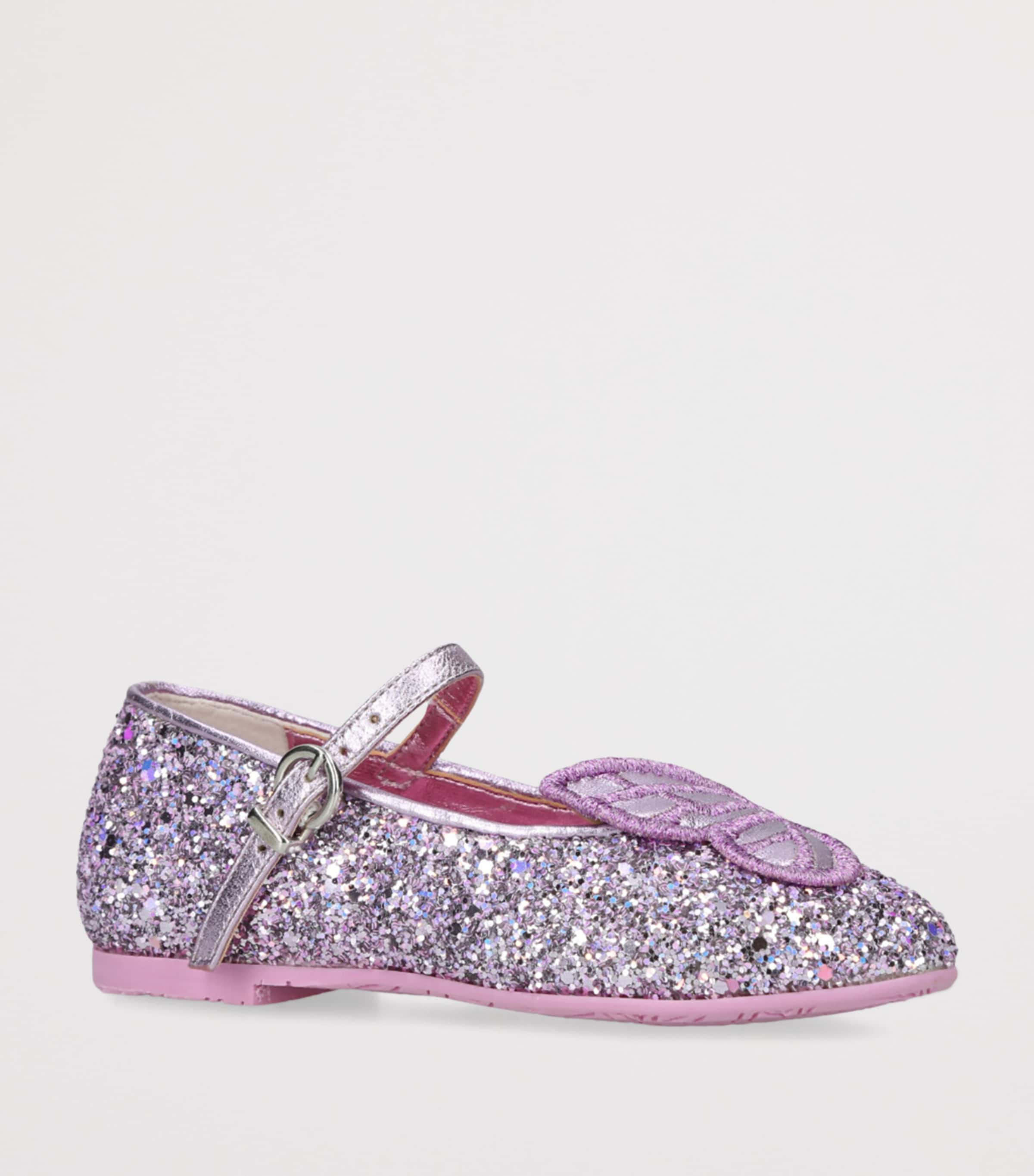 Sophia Webster Mini Glittered Butterfly Embroidered Ballet Flats Purple Image 3