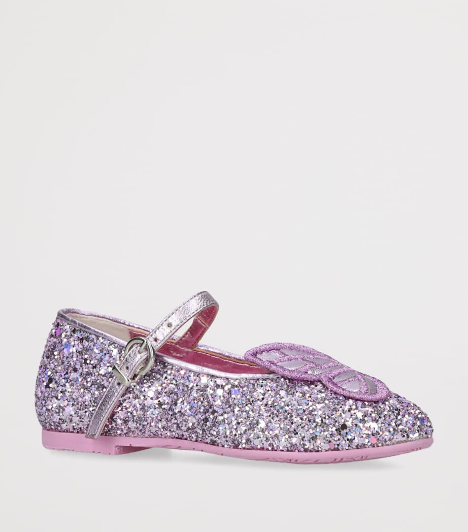 Glittered Butterfly Embroidered Ballet Flats PURPLE Image 3