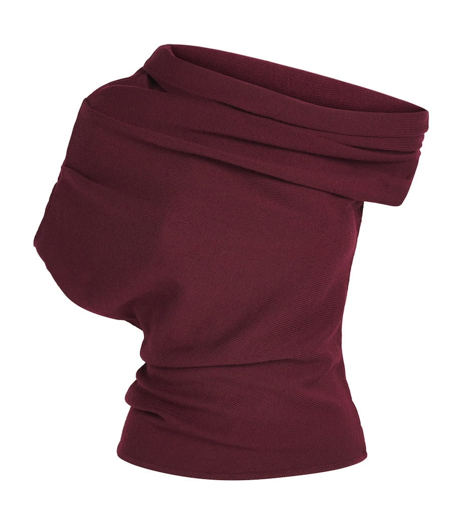 STAUD Womens Merino Asymmetric Mabel Sweater Pnt Pinot Image 1