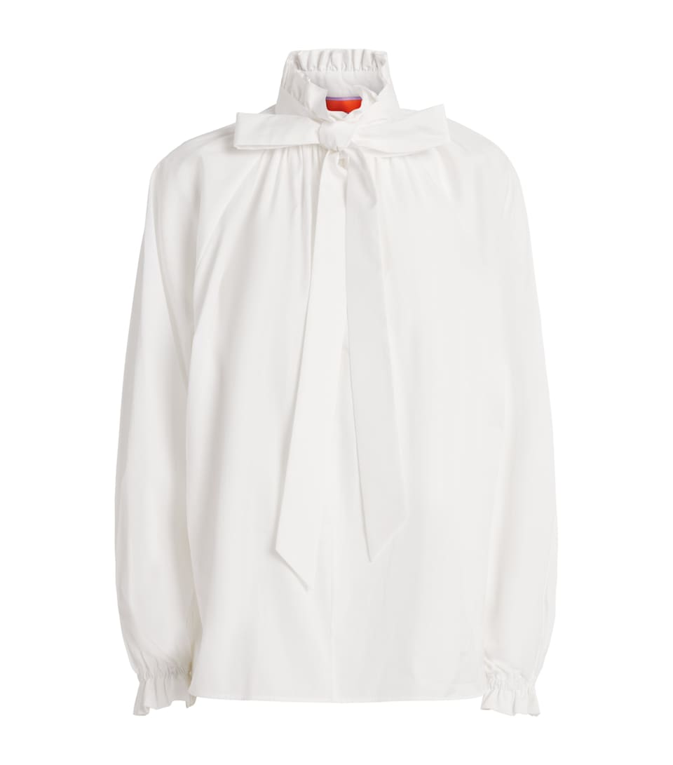 La Doublej Cotton High-Neck Cerere Blouse White