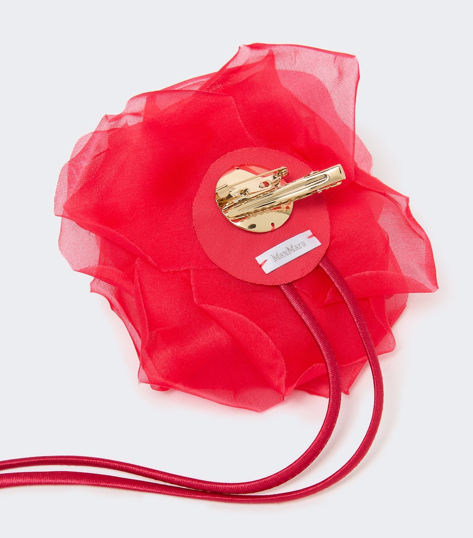 Max Mara Silk Flower Hair Clip Red Image 2