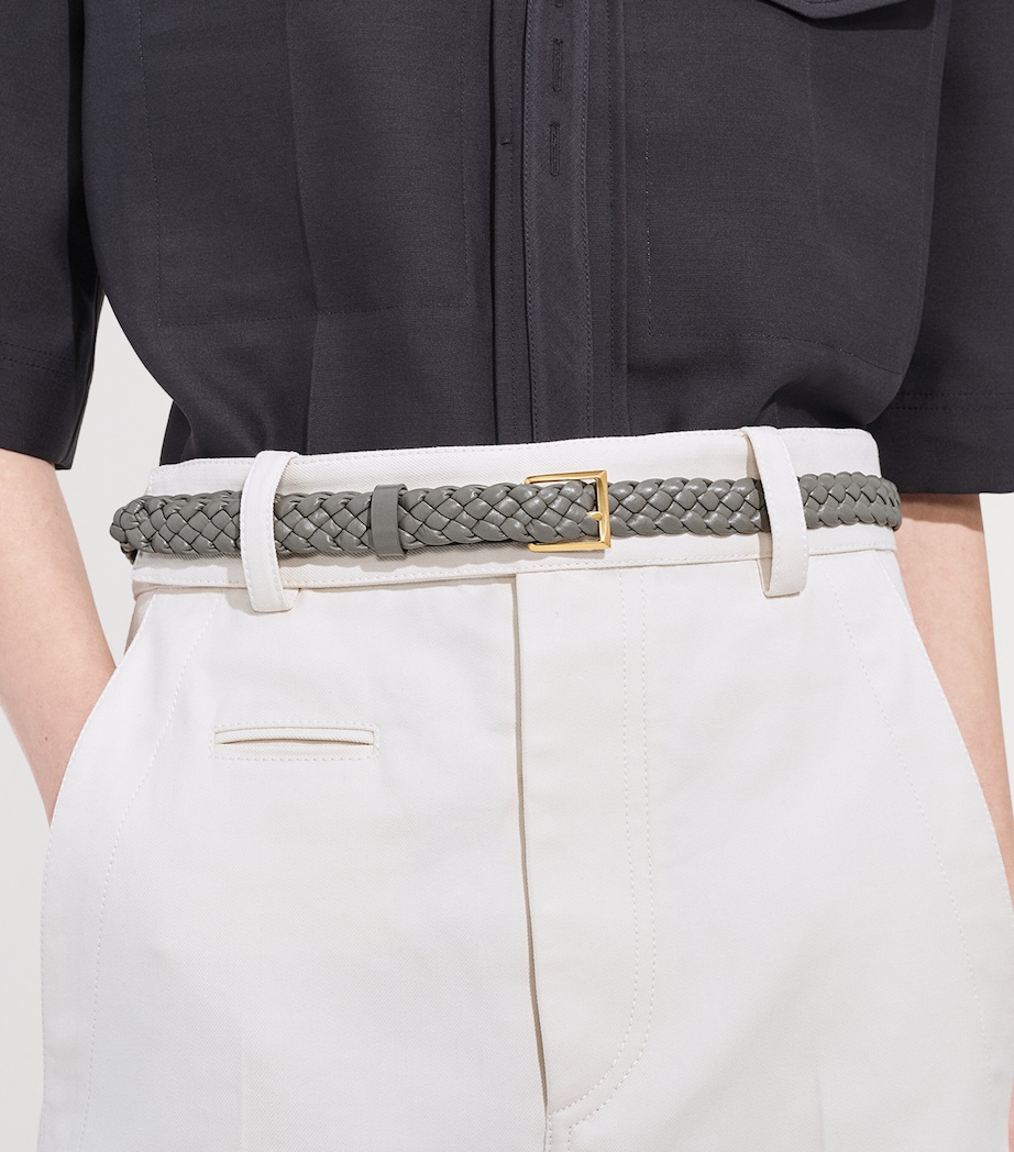 Bottega Veneta Leather Intreccio Solo Belt Image 2