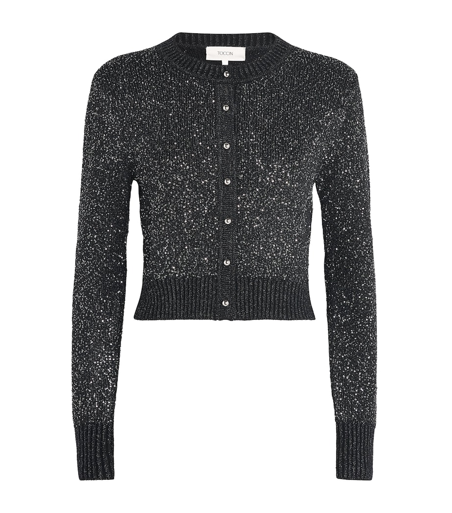 Toccin Womens Knitted Sequin Mollie Cardigan Onyx Image 1