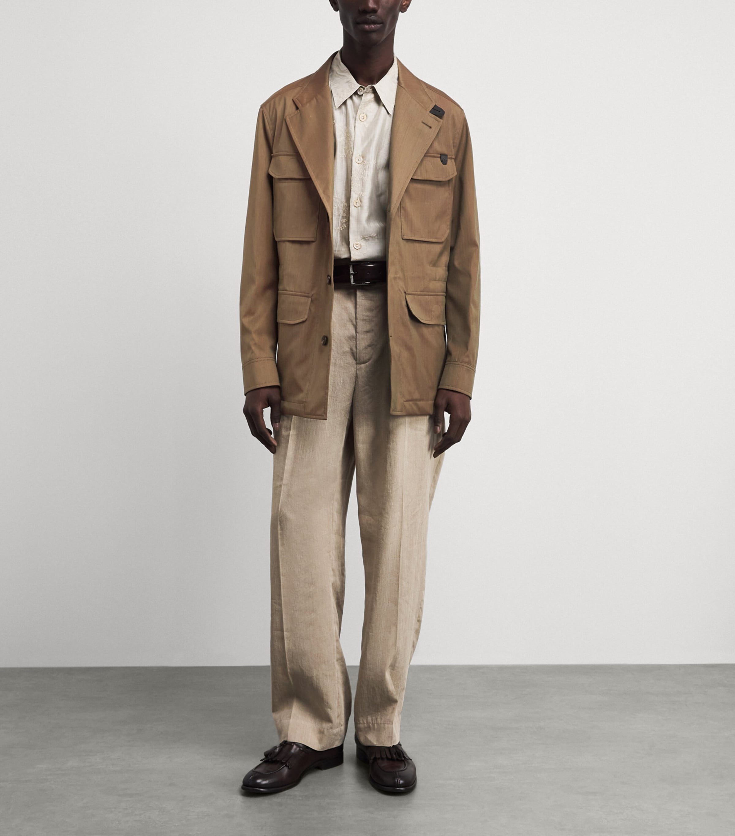 Brioni Mens Leather-Trim Blazer Image 2