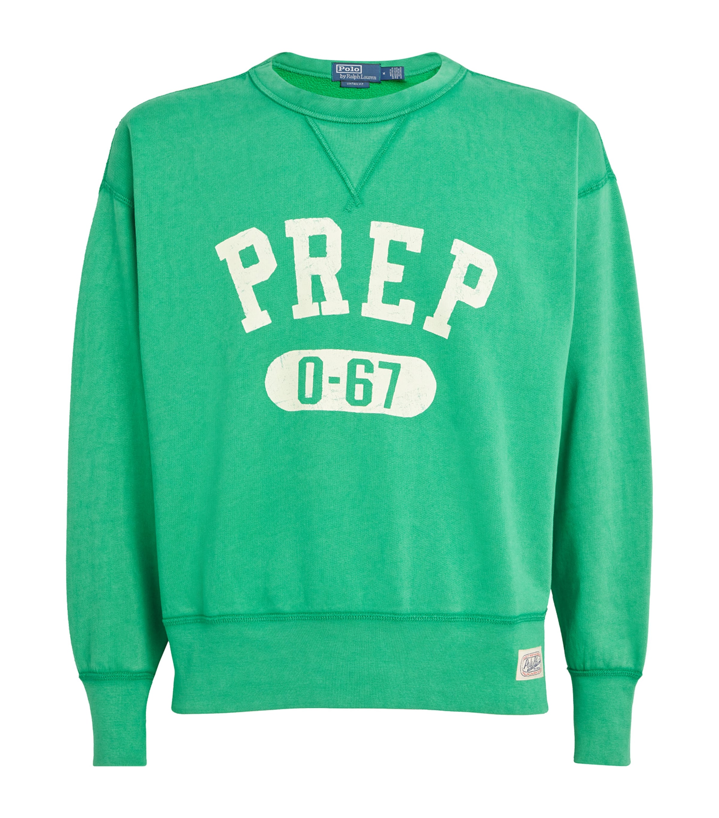 Cotton Prep Script Sweatshirt GREEN Image 1