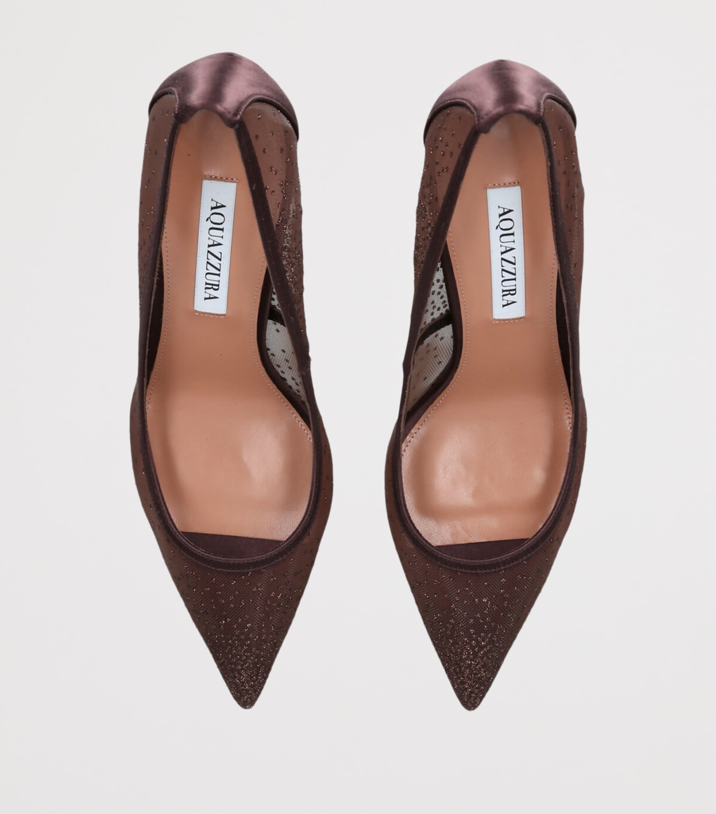 Aquazzura Embellished Mesh Pumps 85 Dark Brown Image 4
