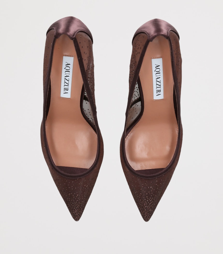Aquazzura Embellished Mesh Pumps 85 Dark Brown Image 4