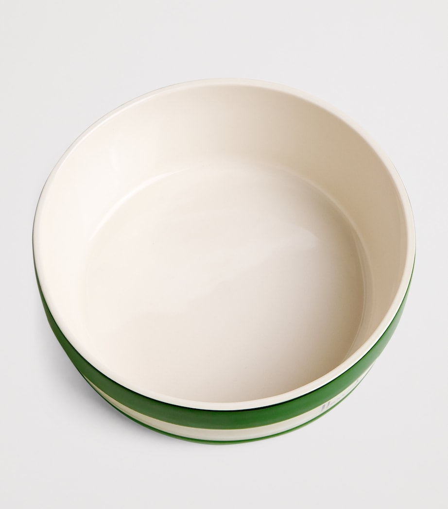Harrods Ceramic Cornish Stripe Pet Bowl (20cm) Green Image 2