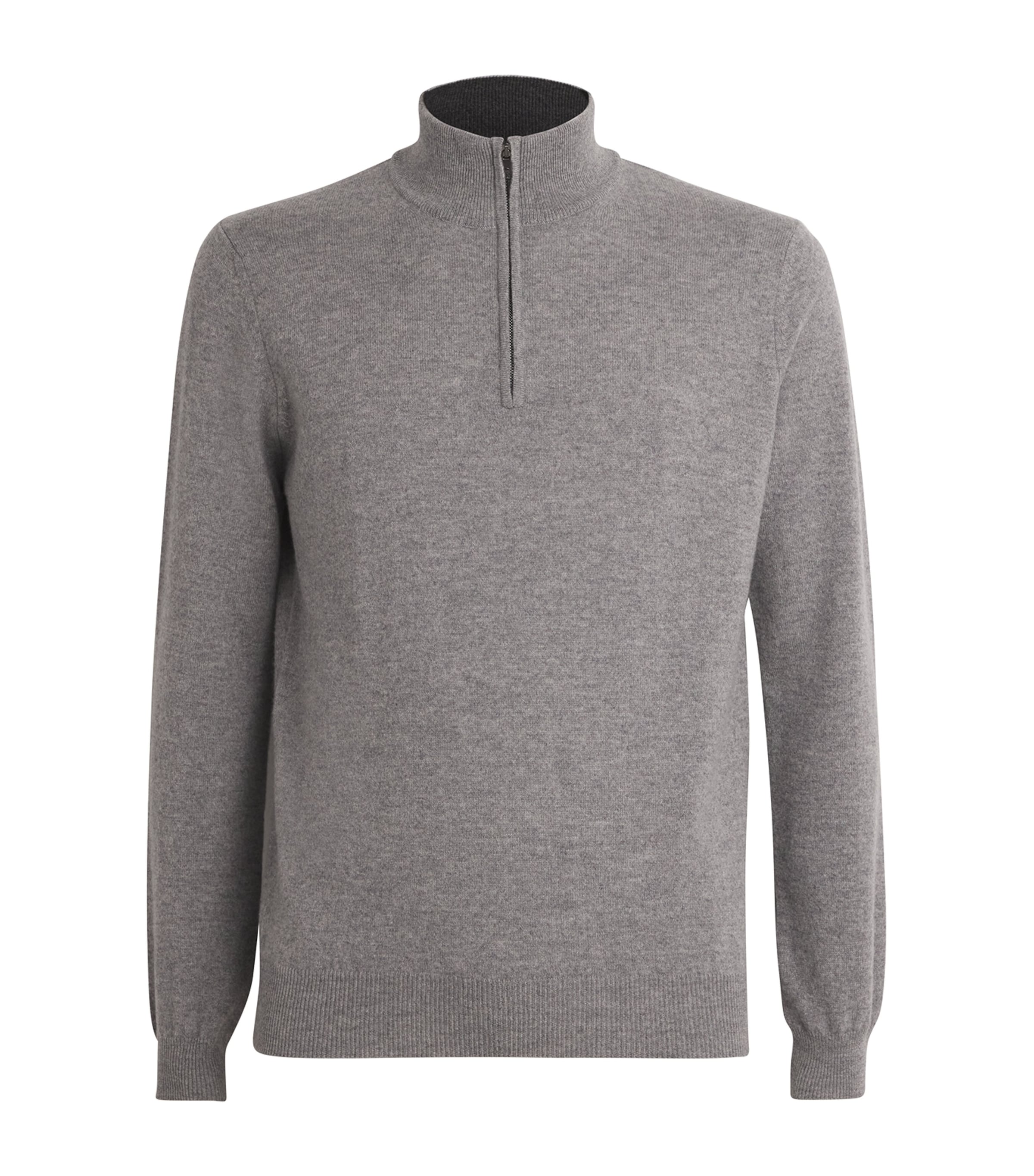 Shop Corneliani Wool-blend Zipped Sweater In Grey