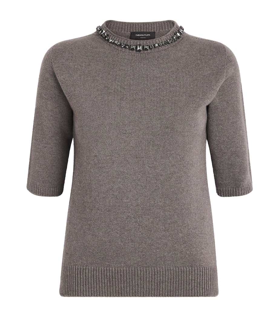 Fabiana Filippi Womens Virgin Wool-Silk-Cashmere Embellished Sweater Falco Image 1