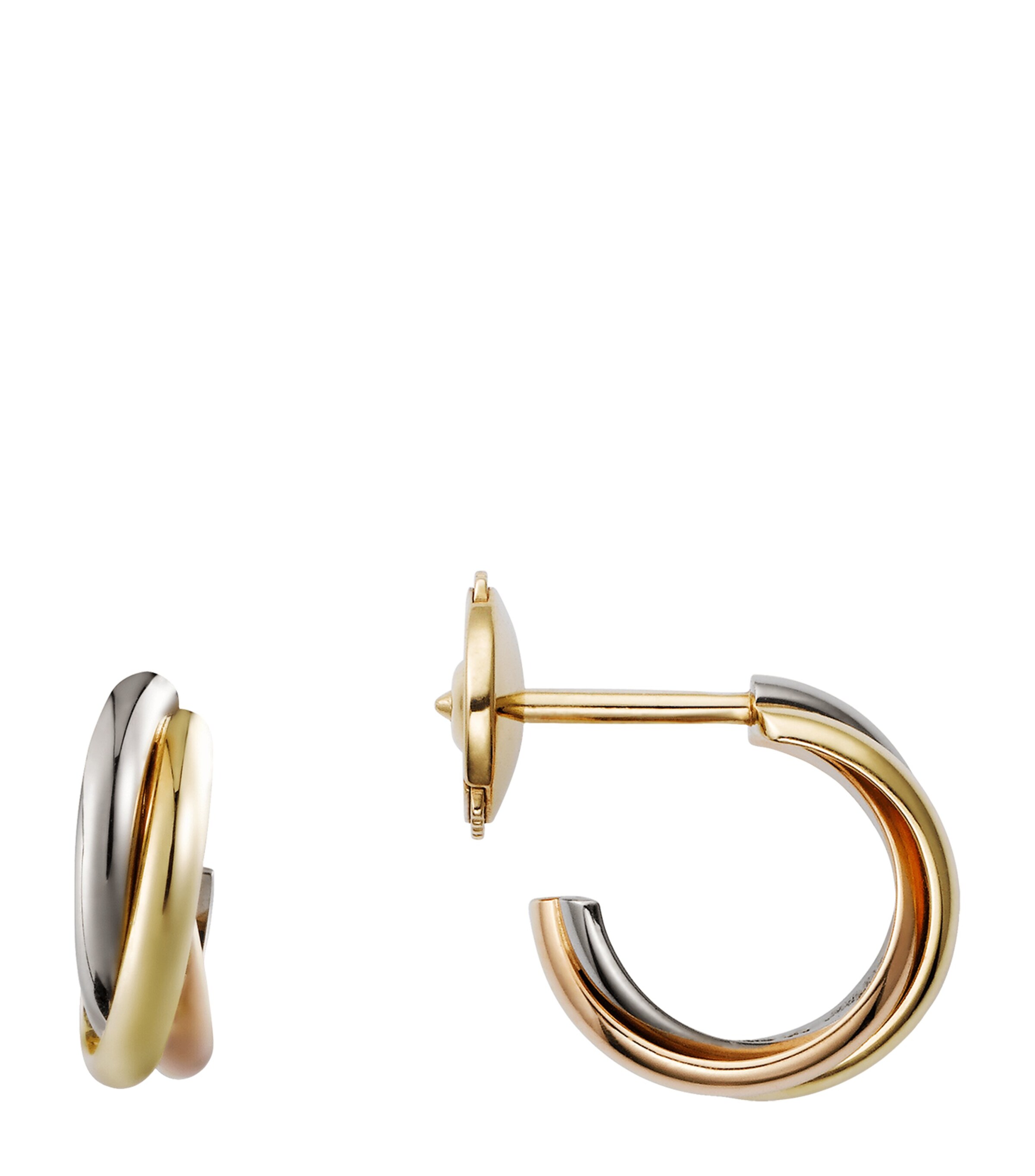 Cartier White, Yellow and Rose Gold Trinity Hoop Earrings Multi Gold Image 3