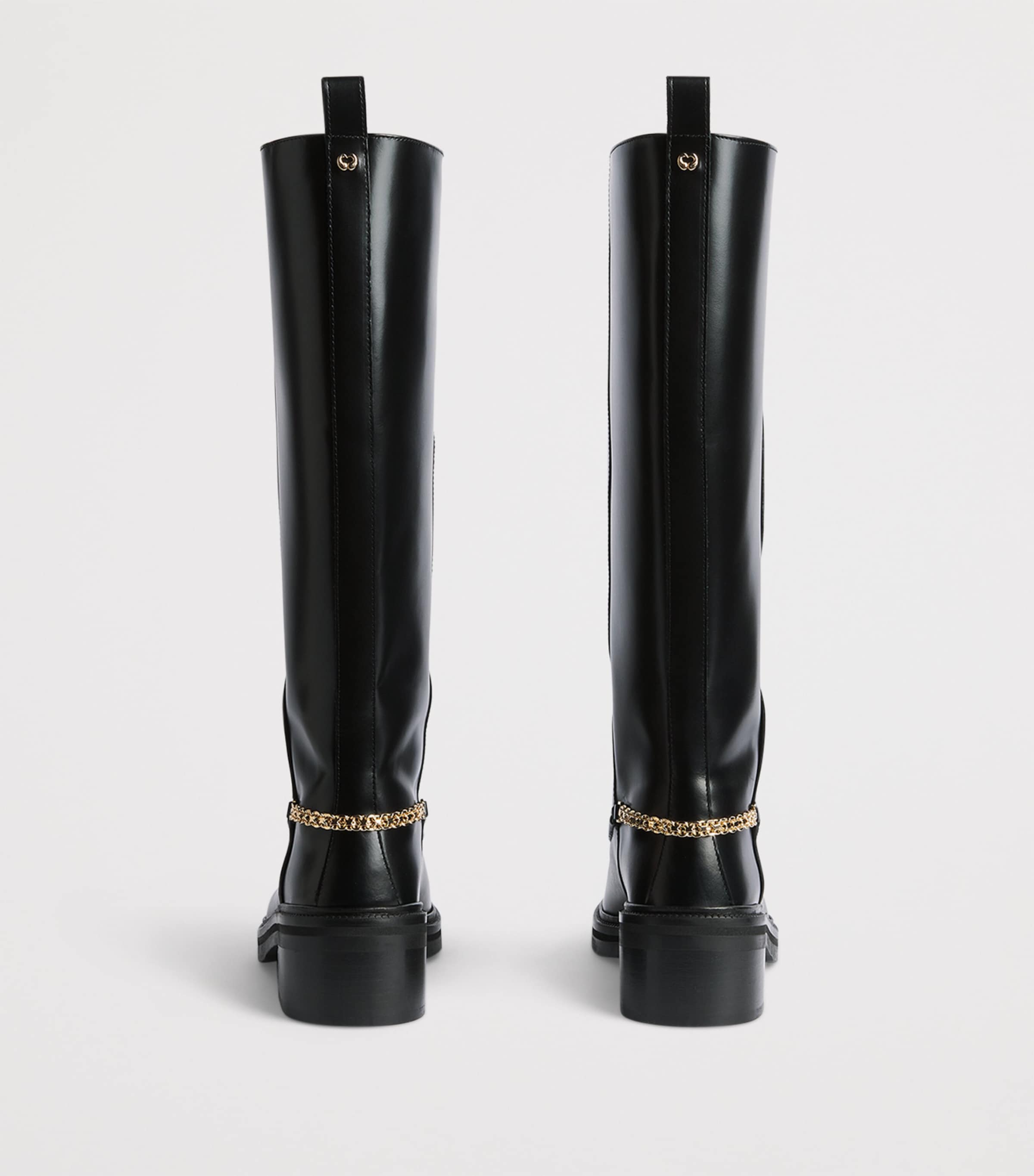 Maje Leather Embellished Knee Boots Black Image 4