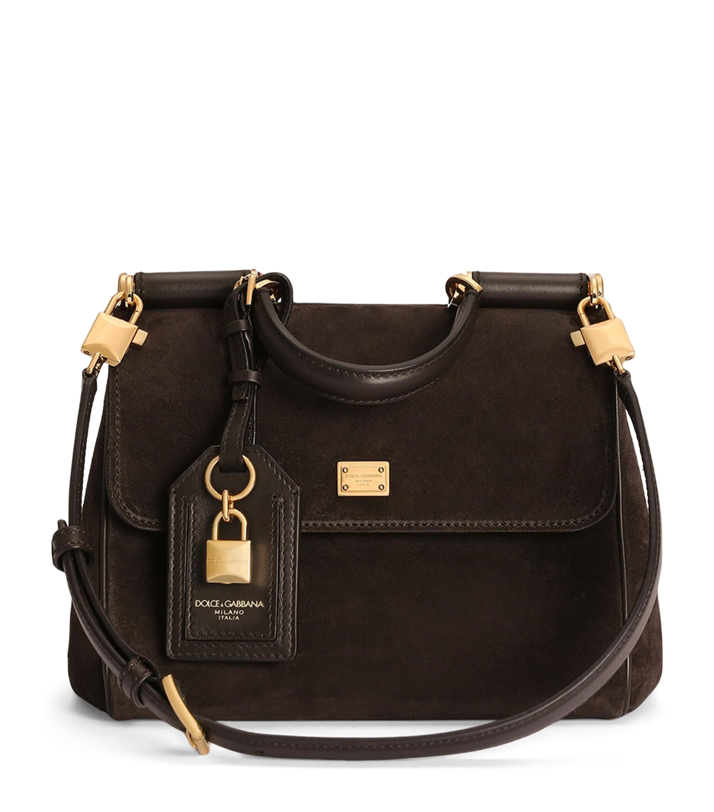Dolce&Gabbana Suede My Sicily Top-Handle Bag Dark Brown/dar Image 1